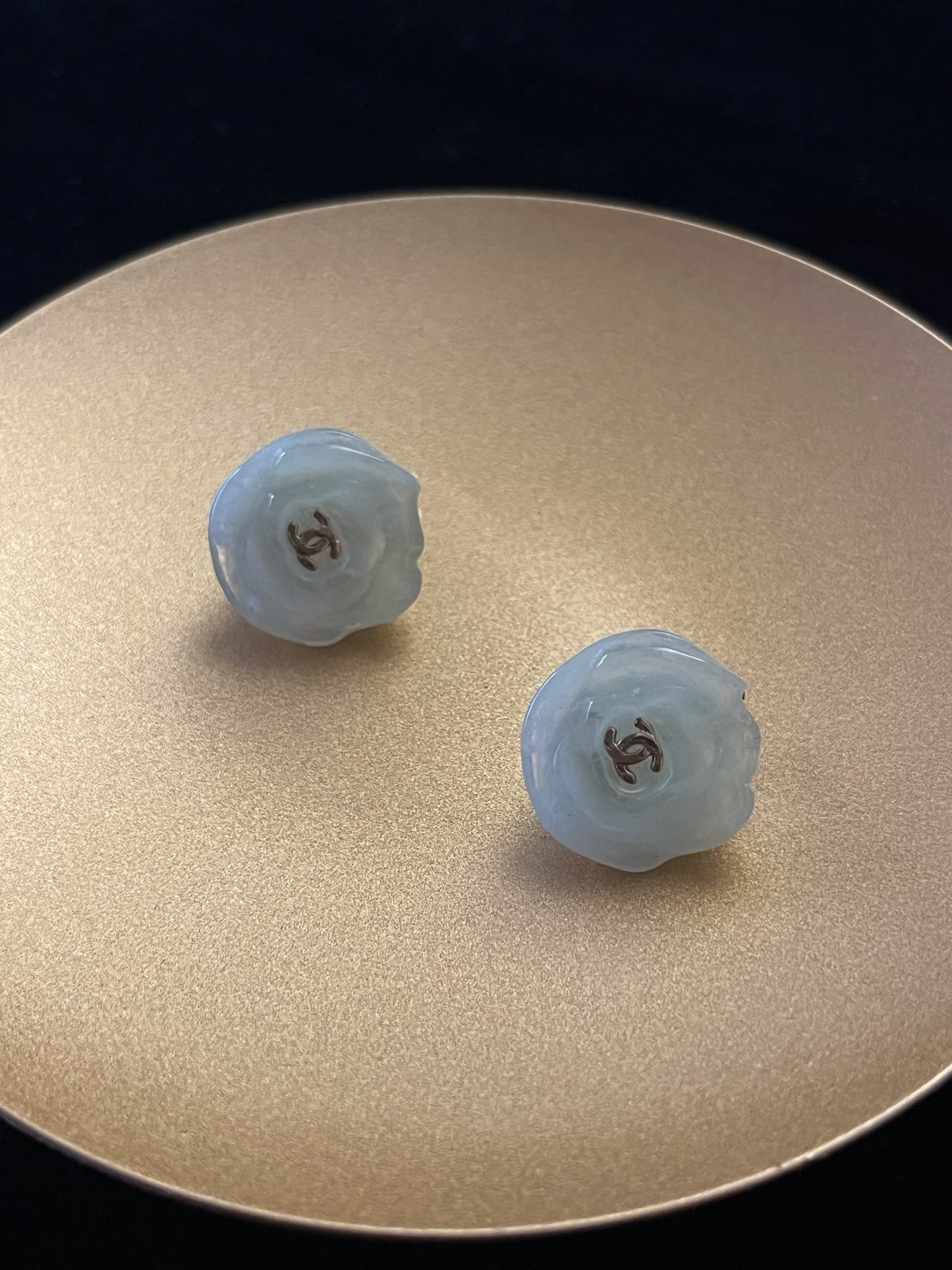Chanel 2002 Camellia Double-C Clip-On Earrings