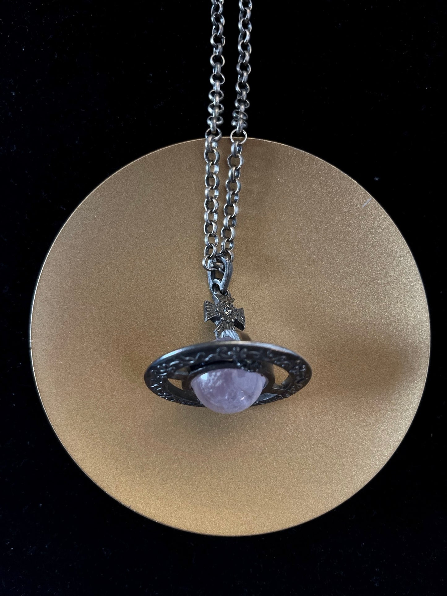 Vintage Vivienne Westwood Amethyst Orb Pendant Necklace – Antique Silver Tone