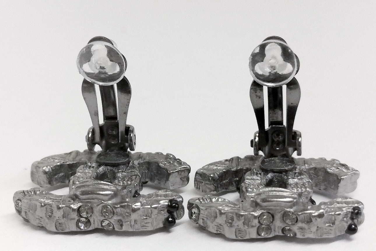 Chanel 2010A Crystal CC Clip-On Earrings