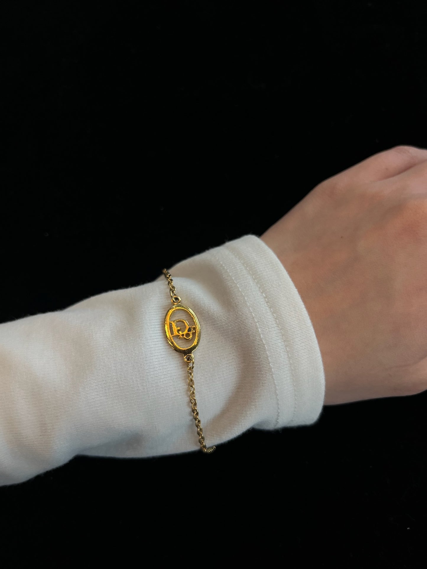 Dior Vintage Gold-Tone Oval Cutout CD Bracelet