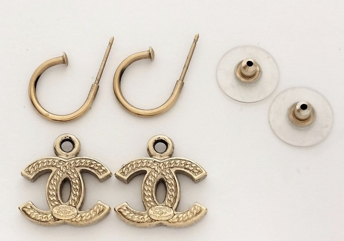 Chanel 2006 Golden Crystal CC Dangle Earrings
