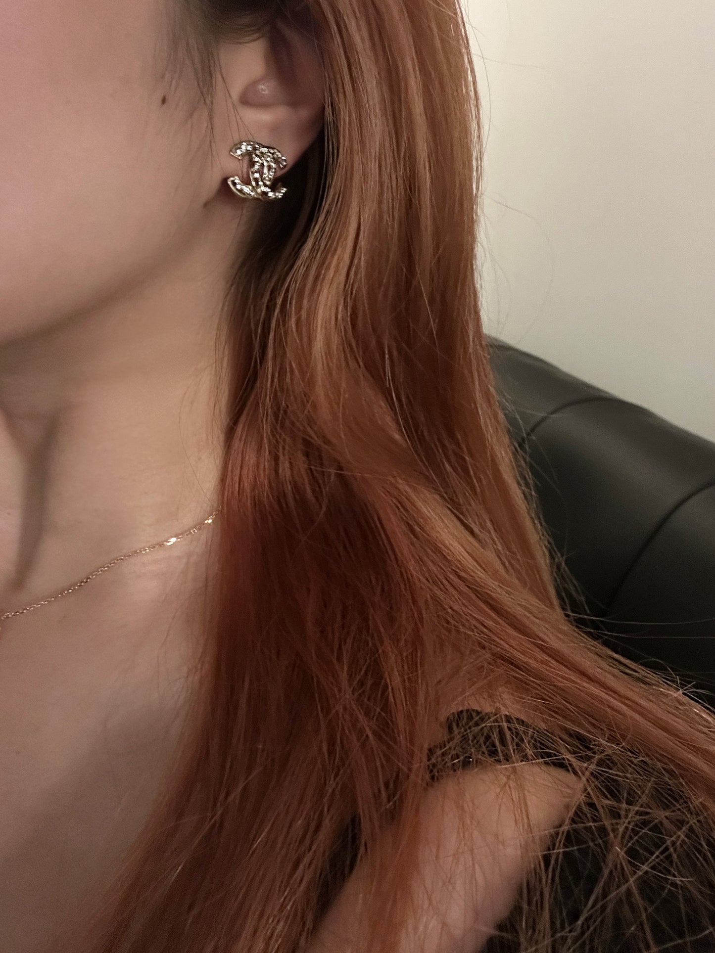 Chanel 2000s "Grid Luxe" Textured CC & Round Pearl Drop Pierced Earrings