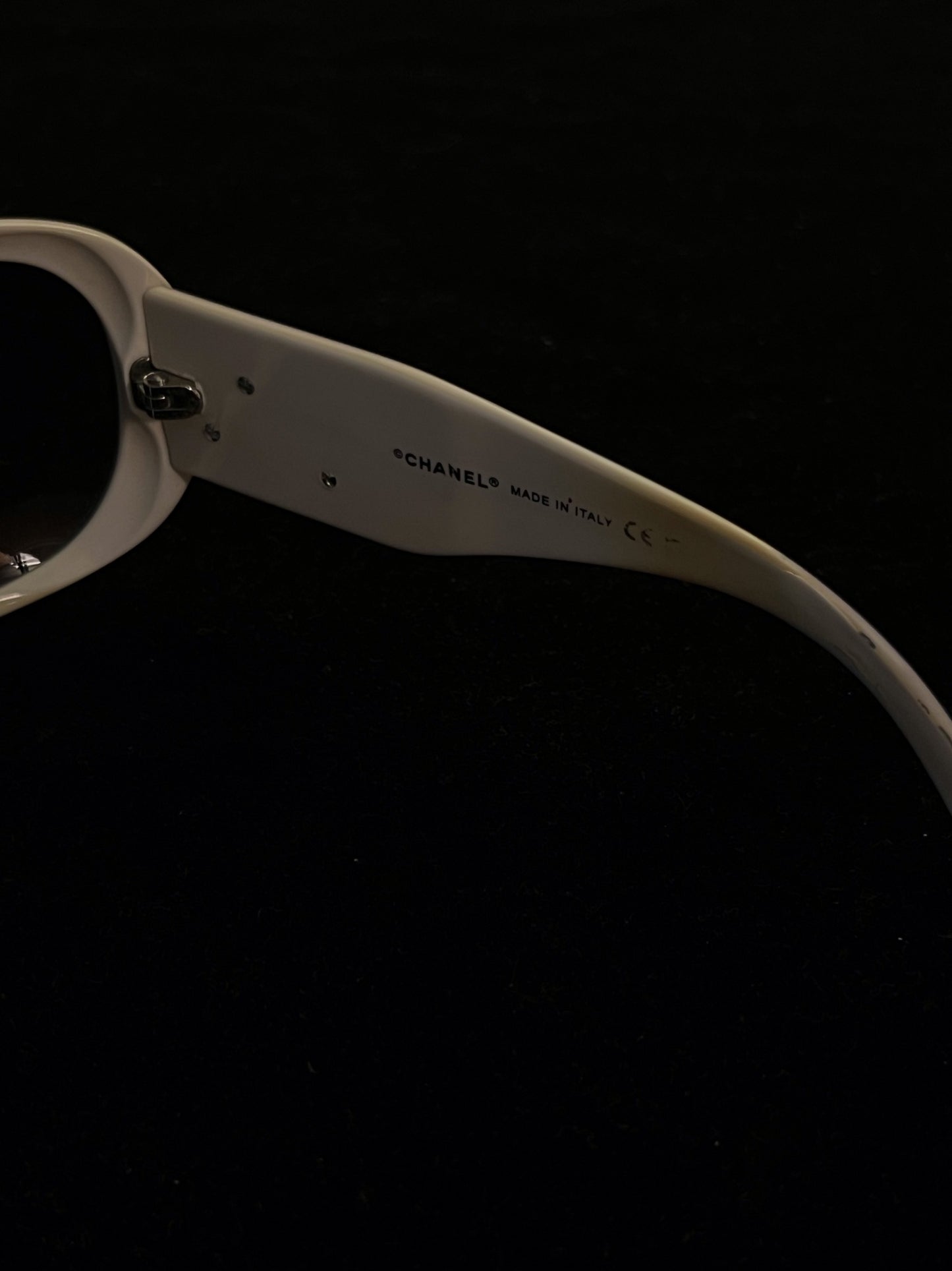 On Hold* Chanel 2000s Camellia CC Black & Off-White Oversized Sunglasses