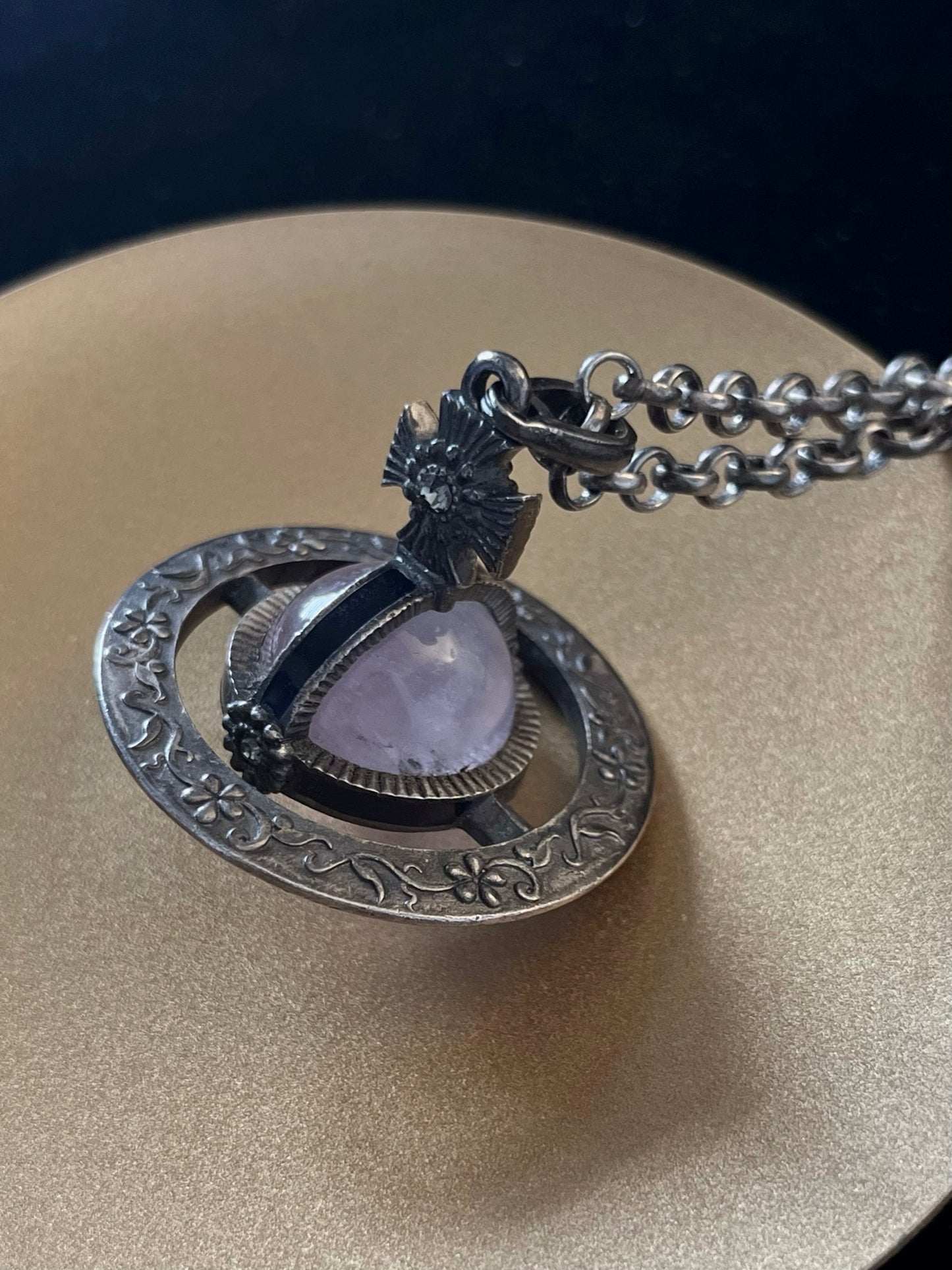 Vintage Vivienne Westwood Amethyst Orb Pendant Necklace – Antique Silver Tone