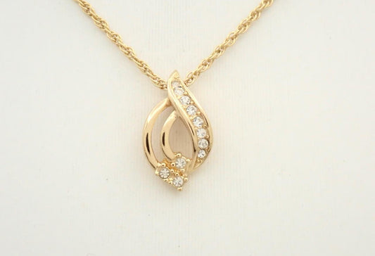 Dior Gold-Tone Crystal Teardrop Pendant Necklace