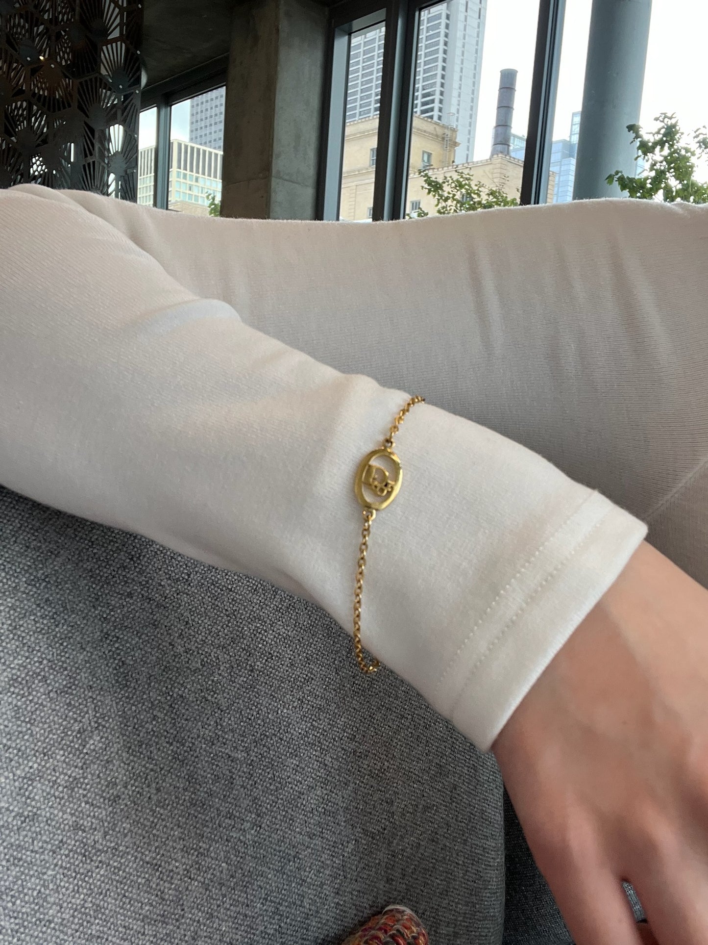 Dior Vintage Gold-Tone Oval Cutout CD Bracelet