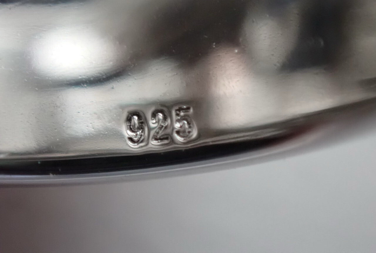 CELINE 925 Sterling Silver Logo Ring Pendant Necklace