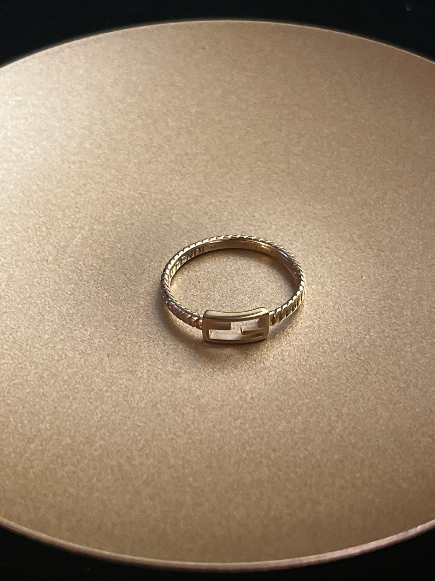 Vintage Fendi Gold Logo Ring
