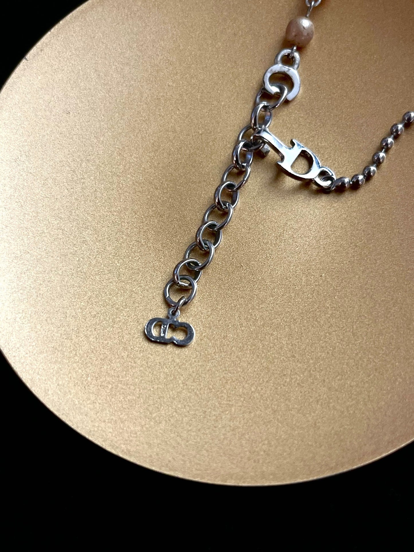 Dior Vintage Silver-Tone Bow & Pearl Choker Necklace