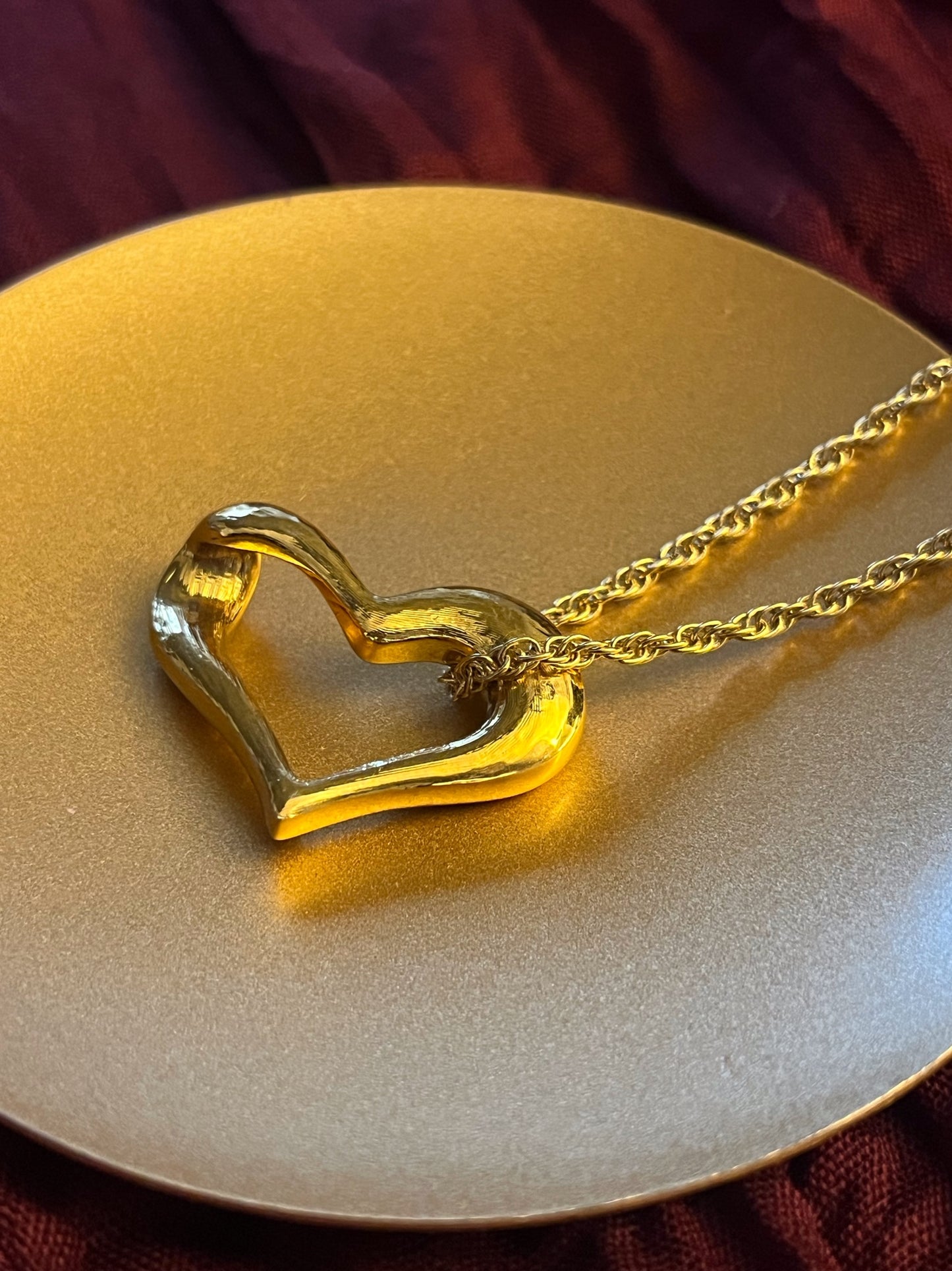 Vintage 1980s Givenchy Gold-Plated Diamond Heart Necklace