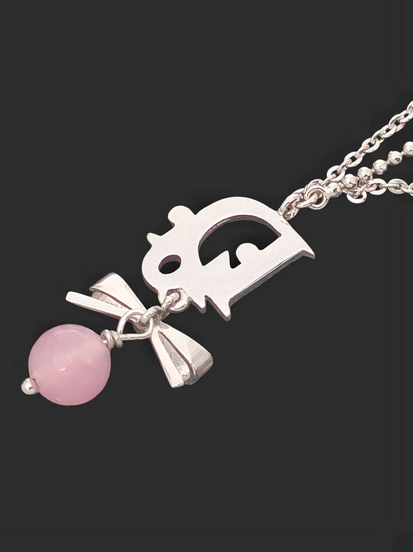 Dior Vintage Crystal CD Bow Pearl Drop Necklace