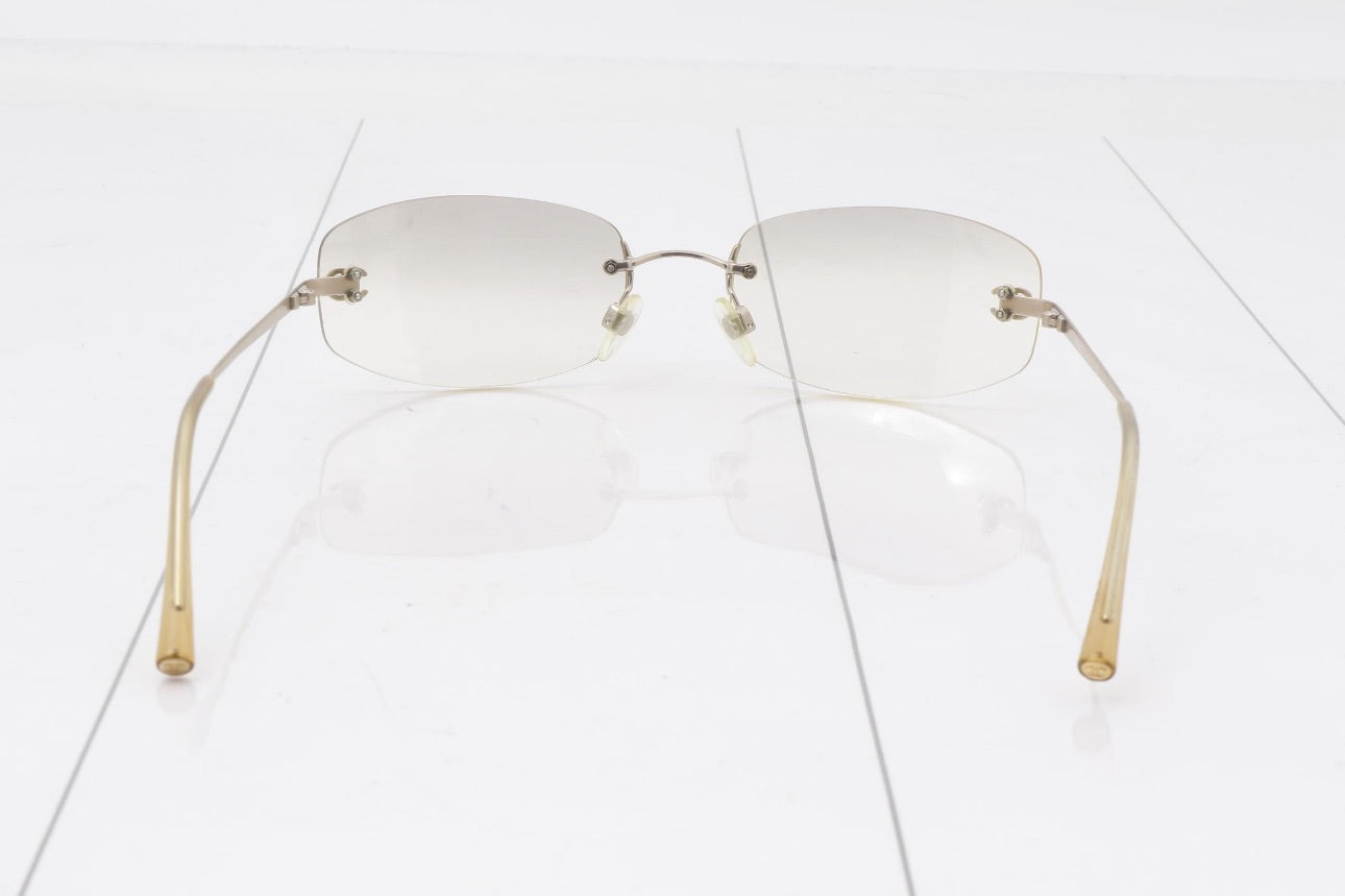 Chanel Rimless Rectangle Eyeglasses – Champagne Silver Tone