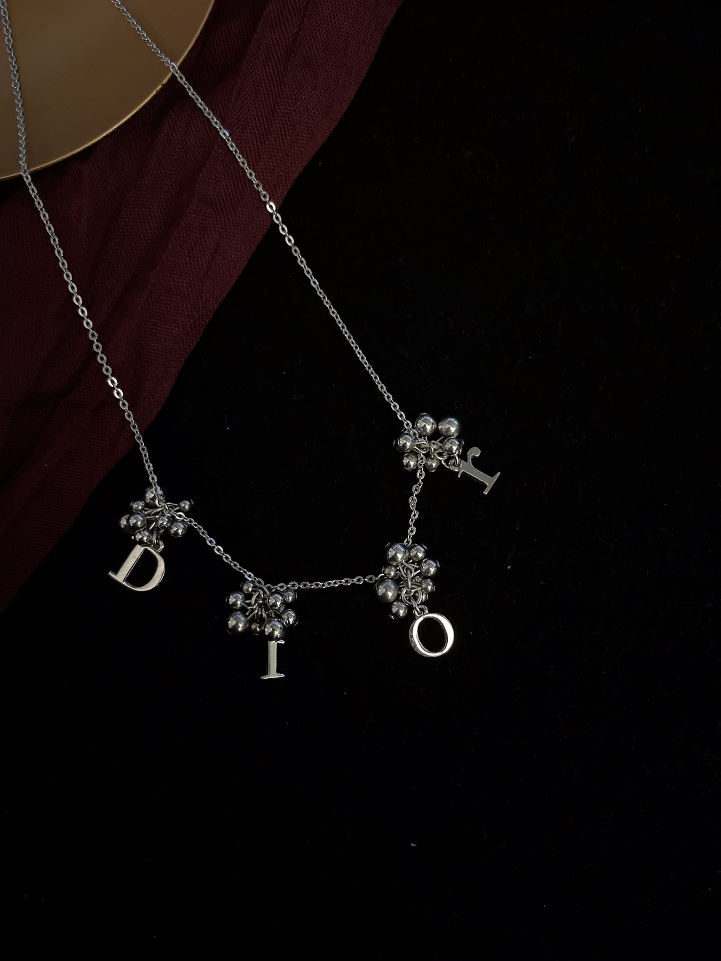 Vintage Dior Silver “DIOR” Charm Necklace