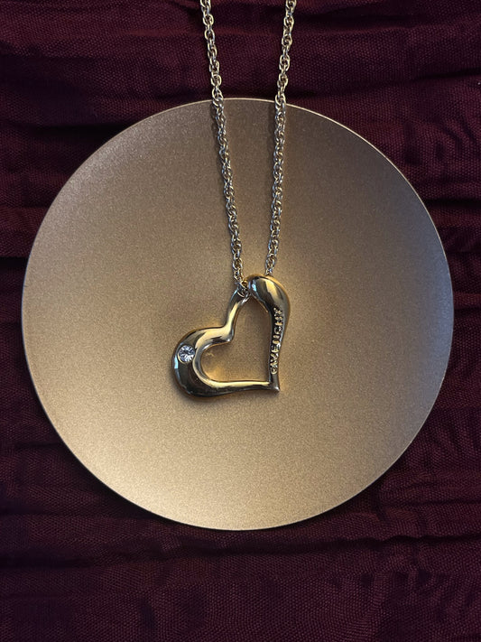 Vintage 1980s Givenchy Gold-Plated Diamond Heart Necklace