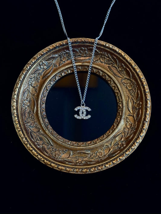 Chanel 2000s Classic Crystal CC Pendant Necklace