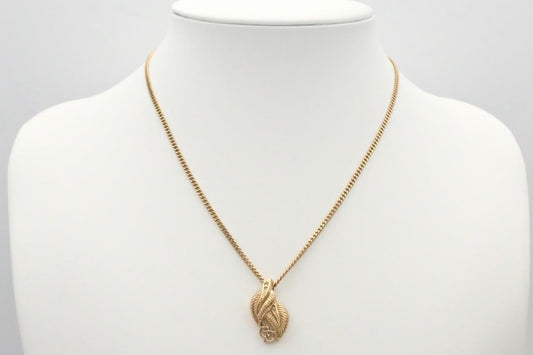 Christian Dior Leaf Logo Pendant Necklace