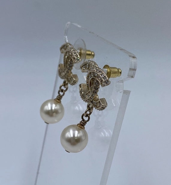 Chanel 2023 Classic Pearl Drop CC Earrings