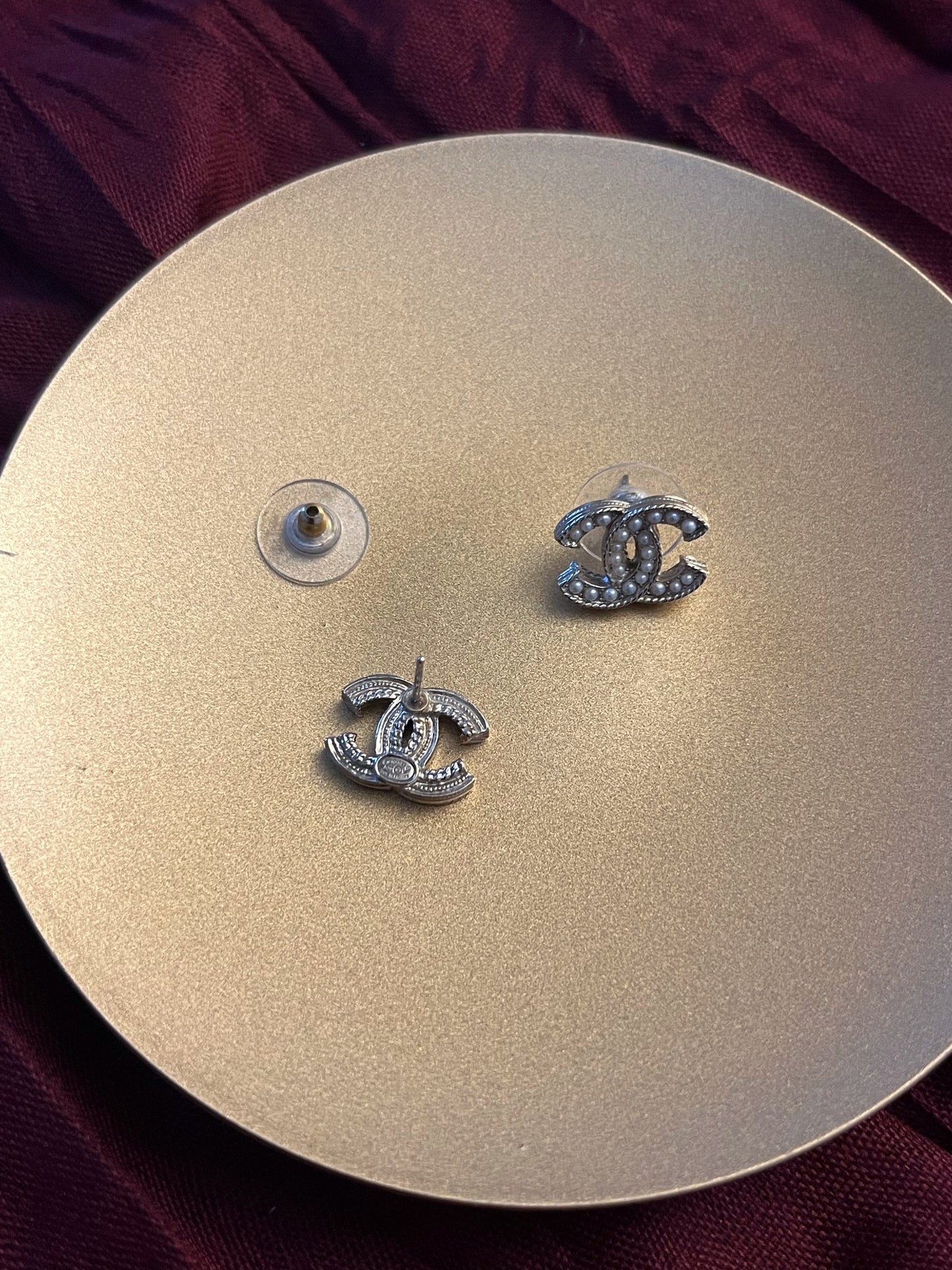 Vintage Chanel 2020 Gold-Tone Double C Pearl Earrings