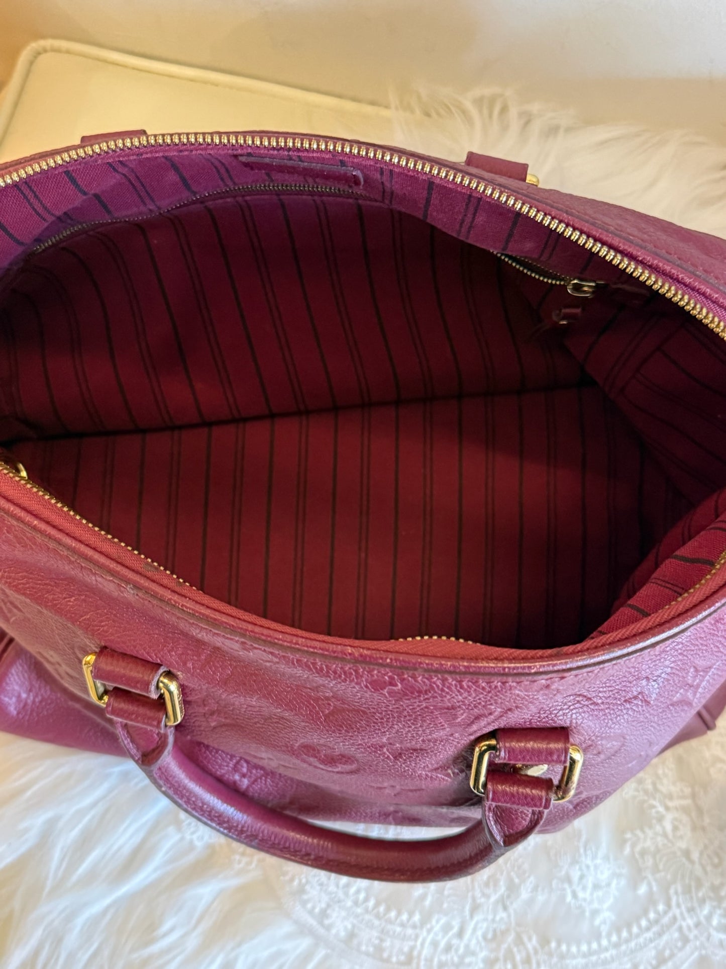 Louis Vuitton Monogram Empreinte Speedy 30 – Burgundy