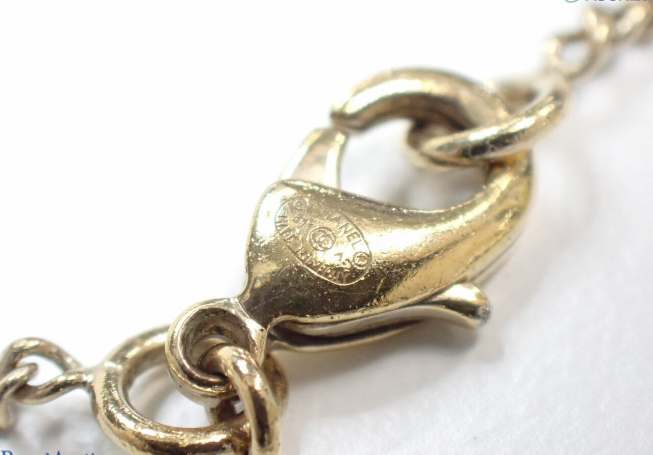 Chanel 2011 Textured CC Pearl & Crystal Leaf Pendant Necklace