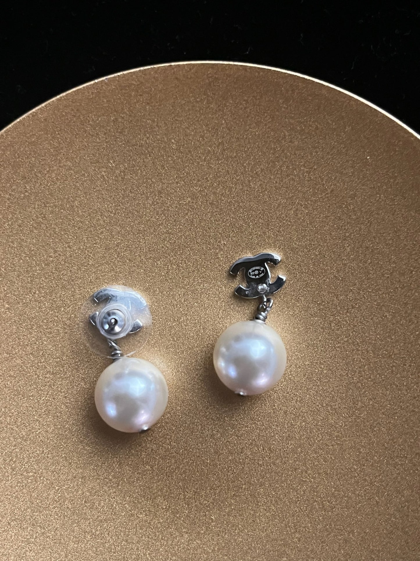 Vintage Chanel 2022 Crystal & Pearl CC Stud Earrings
