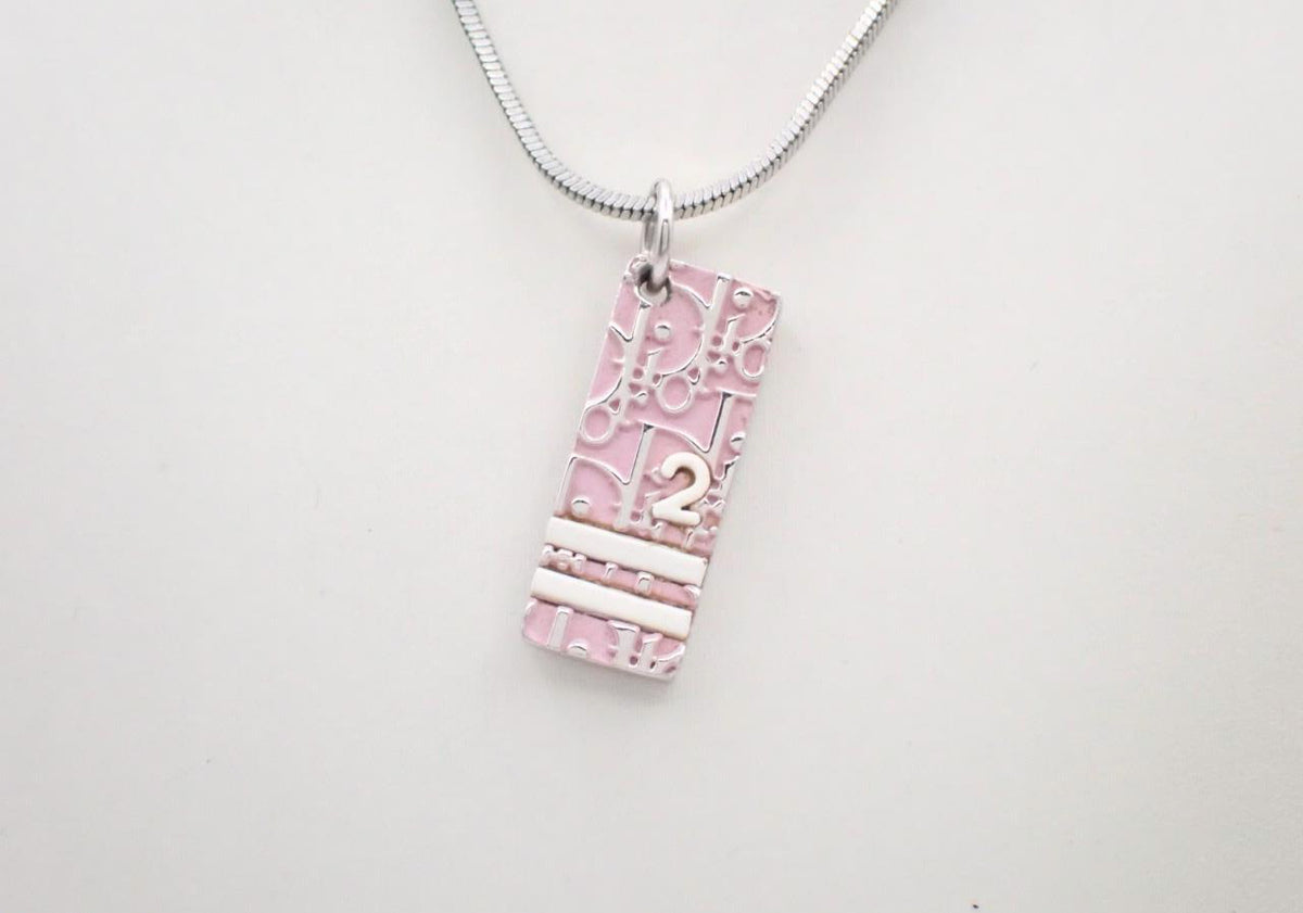 Vintage Dior Pink Tag Pendant Necklace