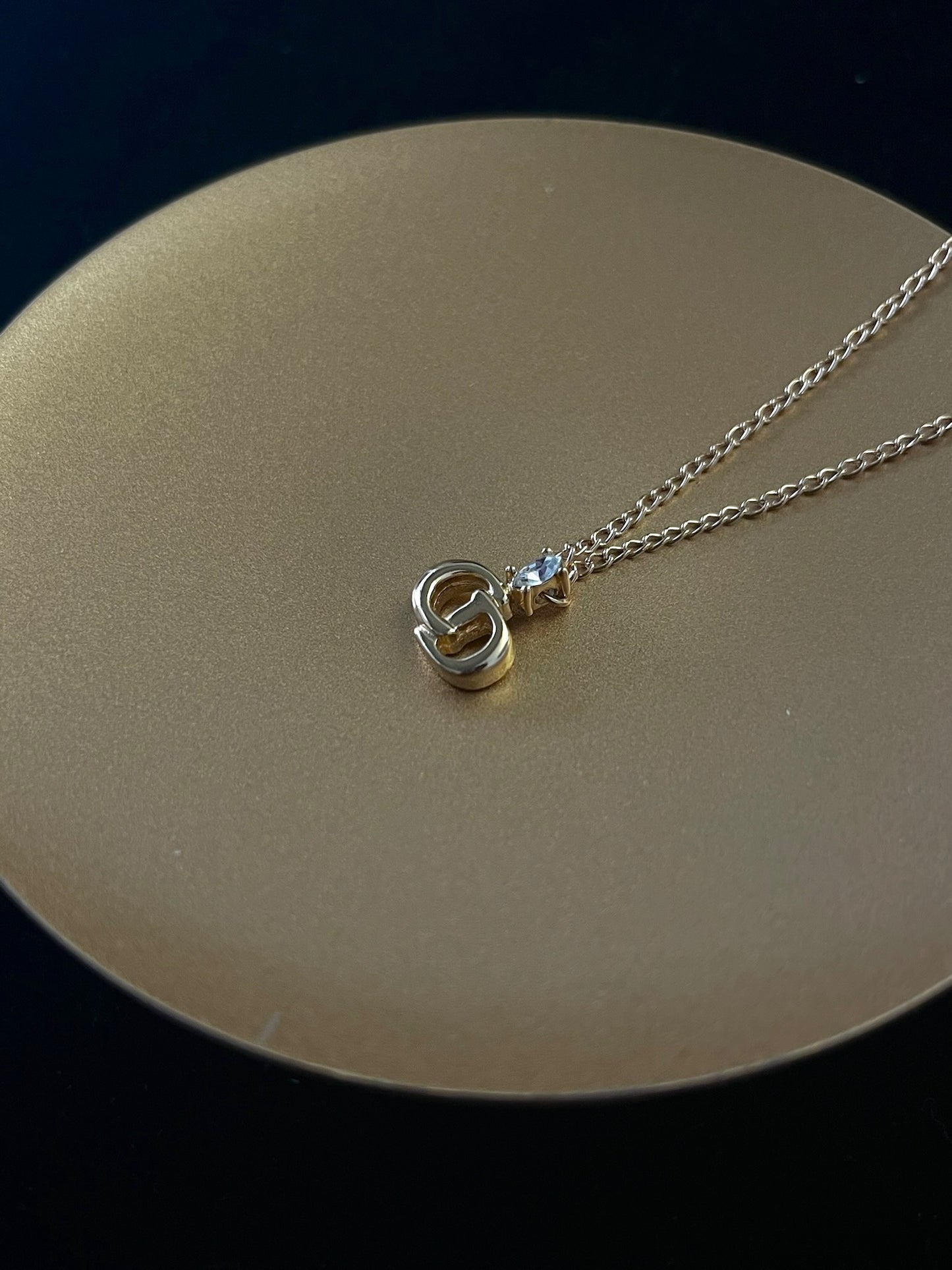 Vintage Dior Classic CD Solitaire Necklace (Gold Tone)