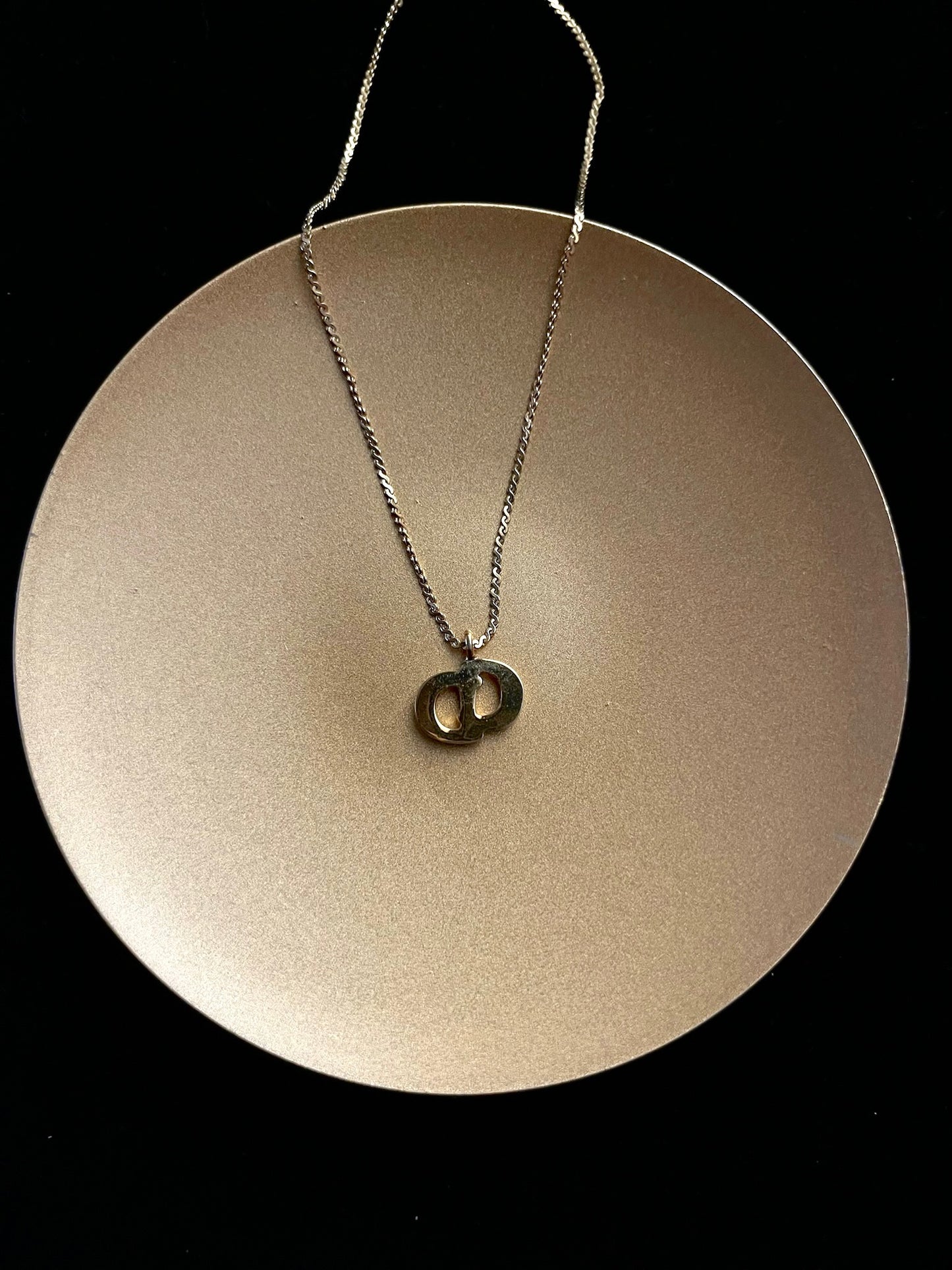 Dior Vintage Gold-Tone Classic CD Crystal Necklace