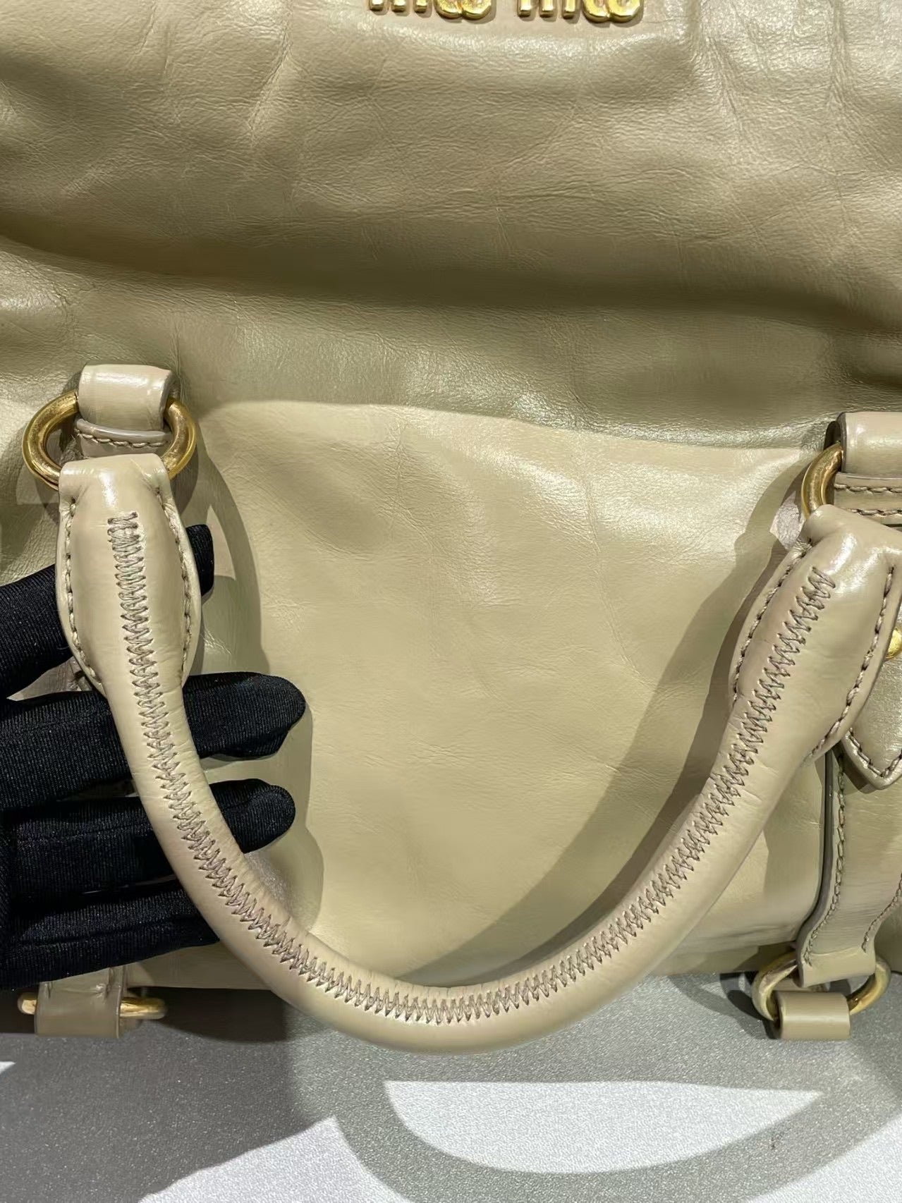 Miu Miu Vitello Lux Bow Satchel – Ivory