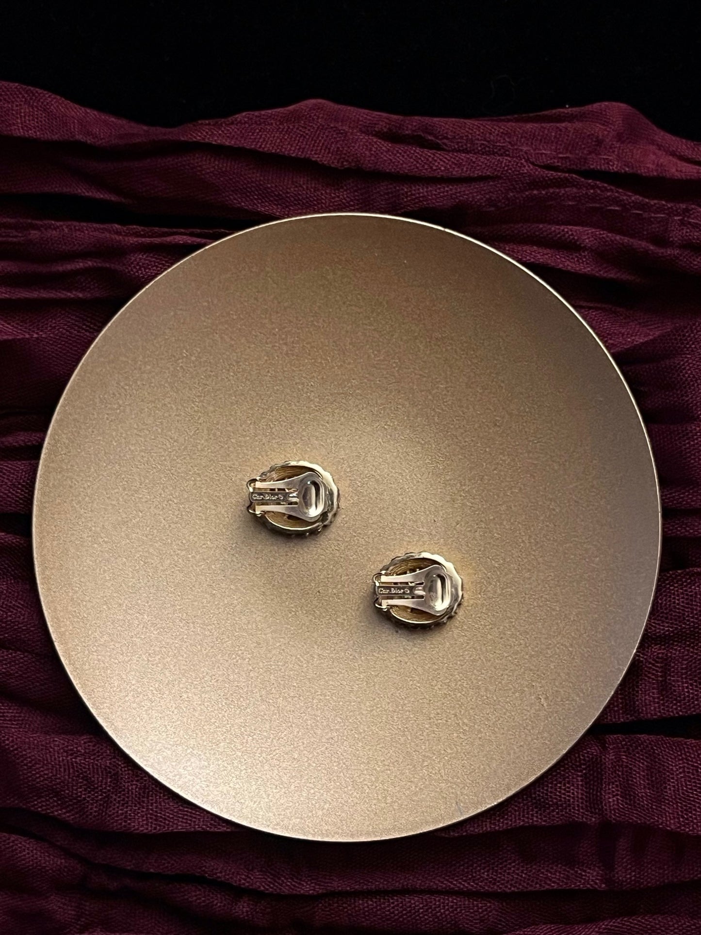 Vintage Dior Gold Pavé CD Logo Ear Clips