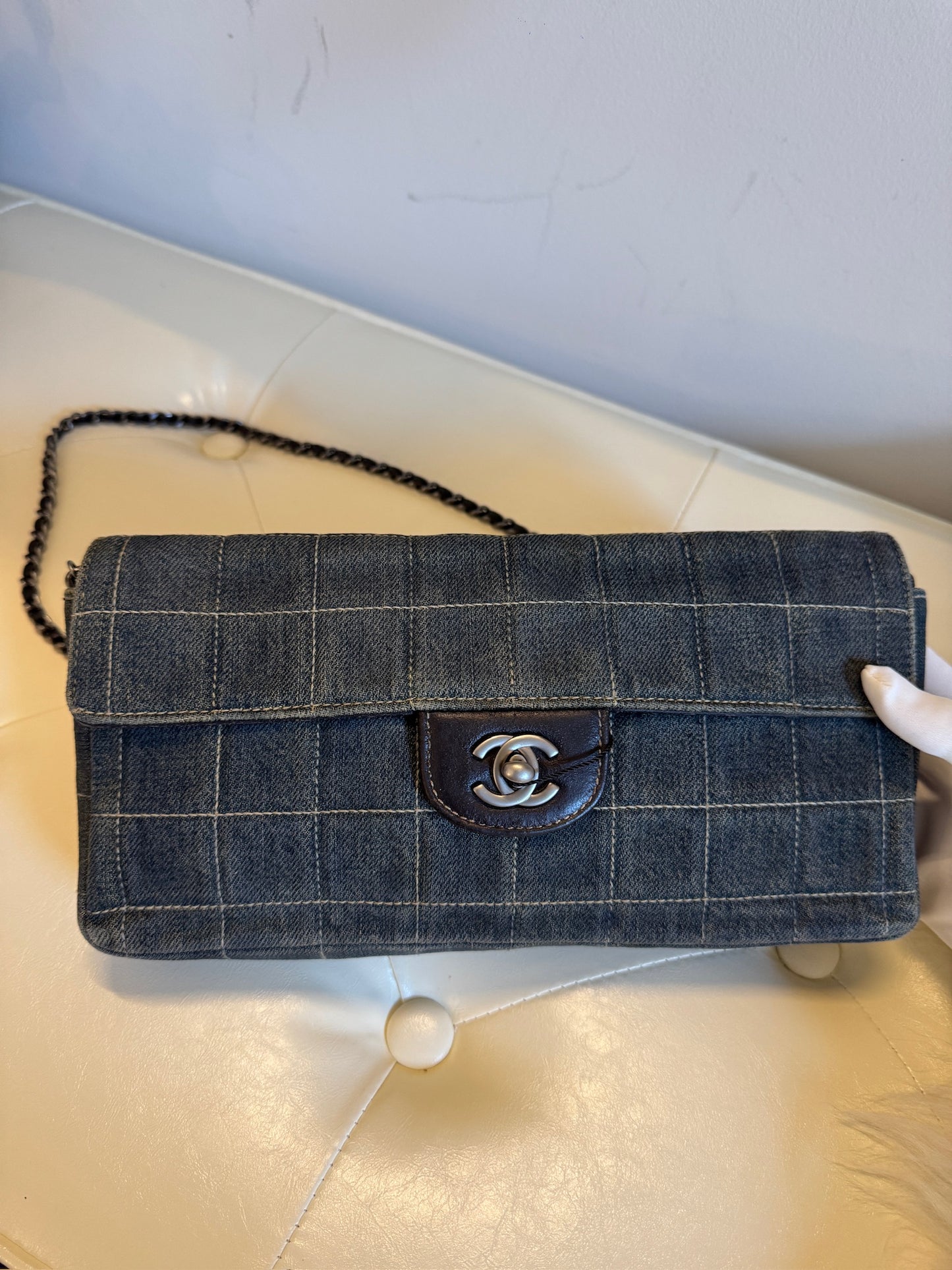 Chanel Dark Blue Denim Chain Flap Shoulder Bag