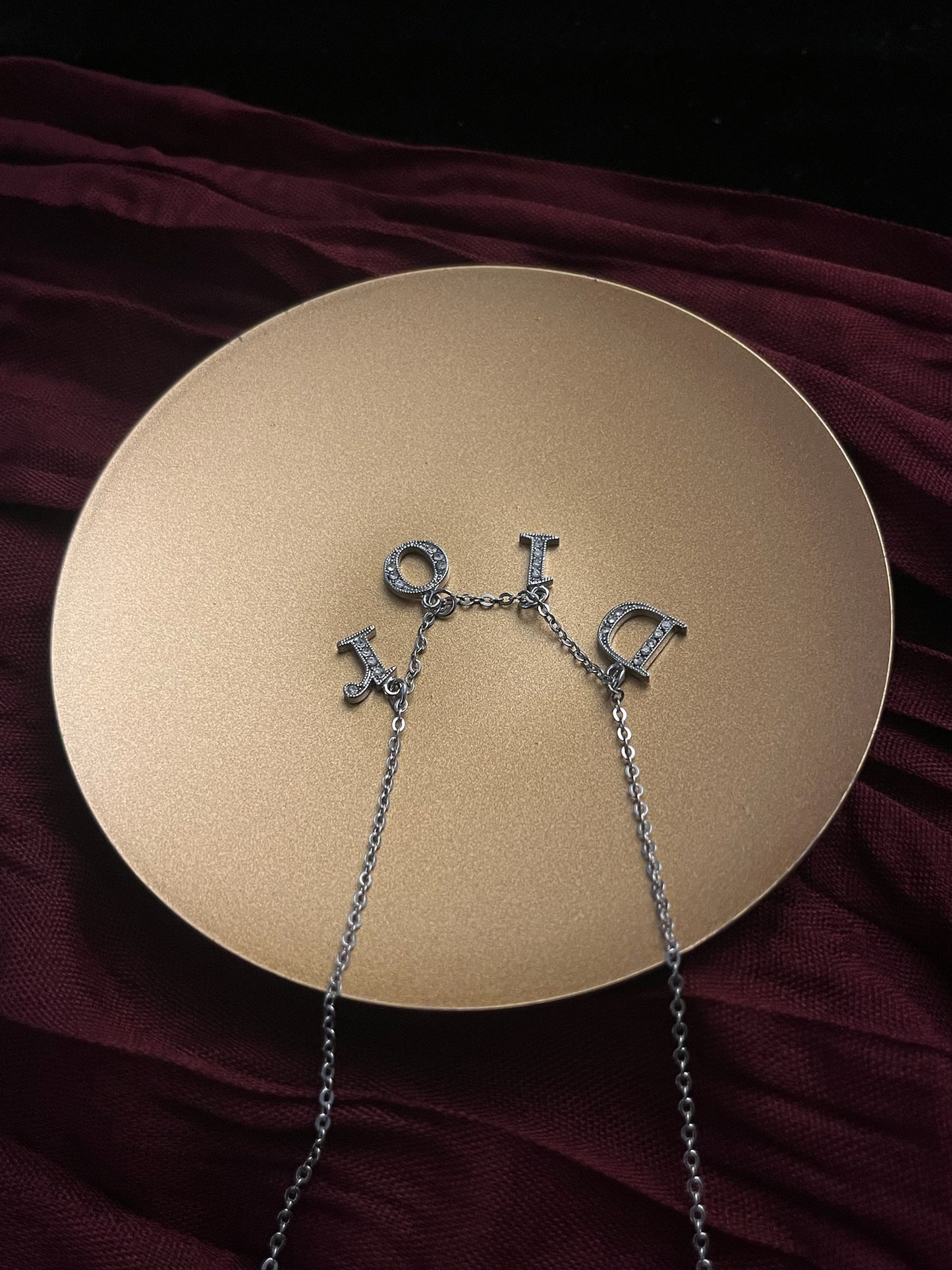 Dior Vintage Silver Logo Crystal Necklace