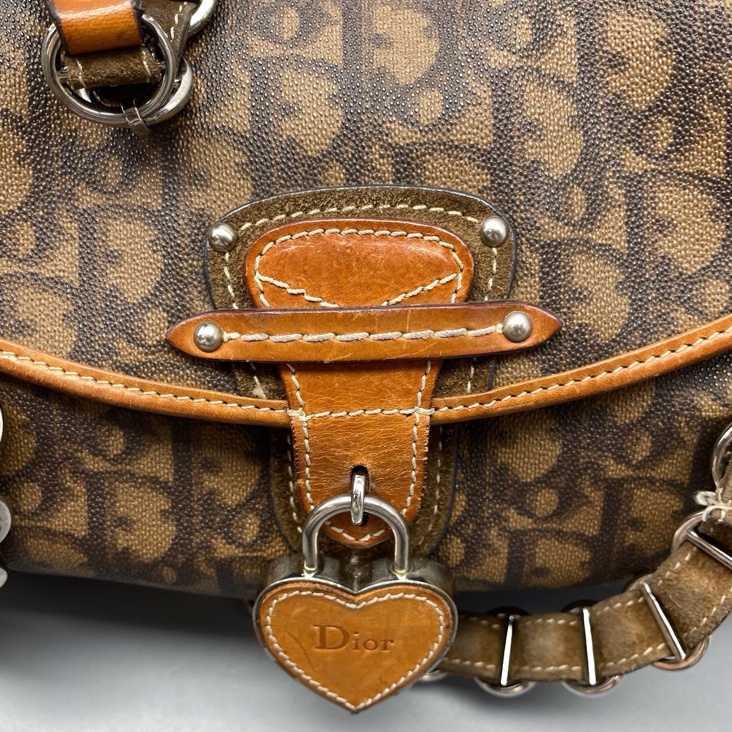 Vintage Dior Trotter Heart Charm Shoulder Bag
