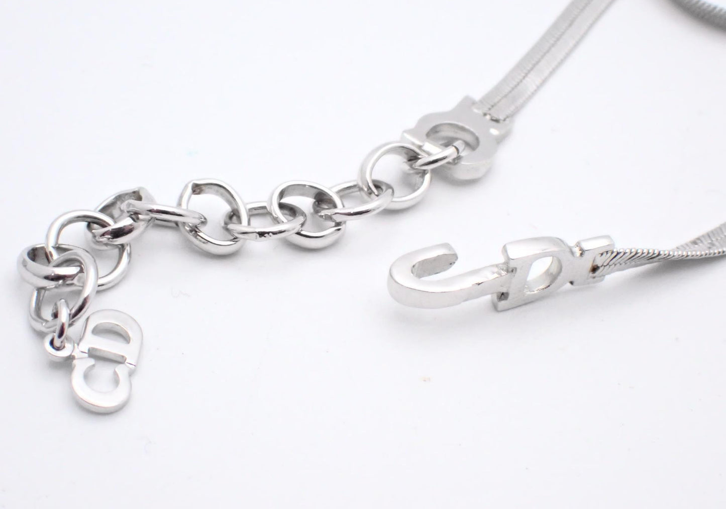 Dior Vintage Y2K Titanium-Silver Bow Snake Chain necklace