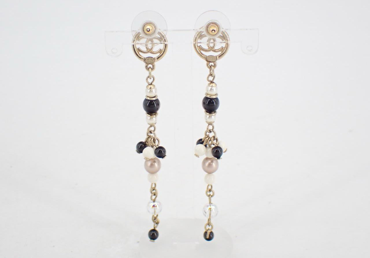Chanel 2019 Black & White Bead Drop Earrings