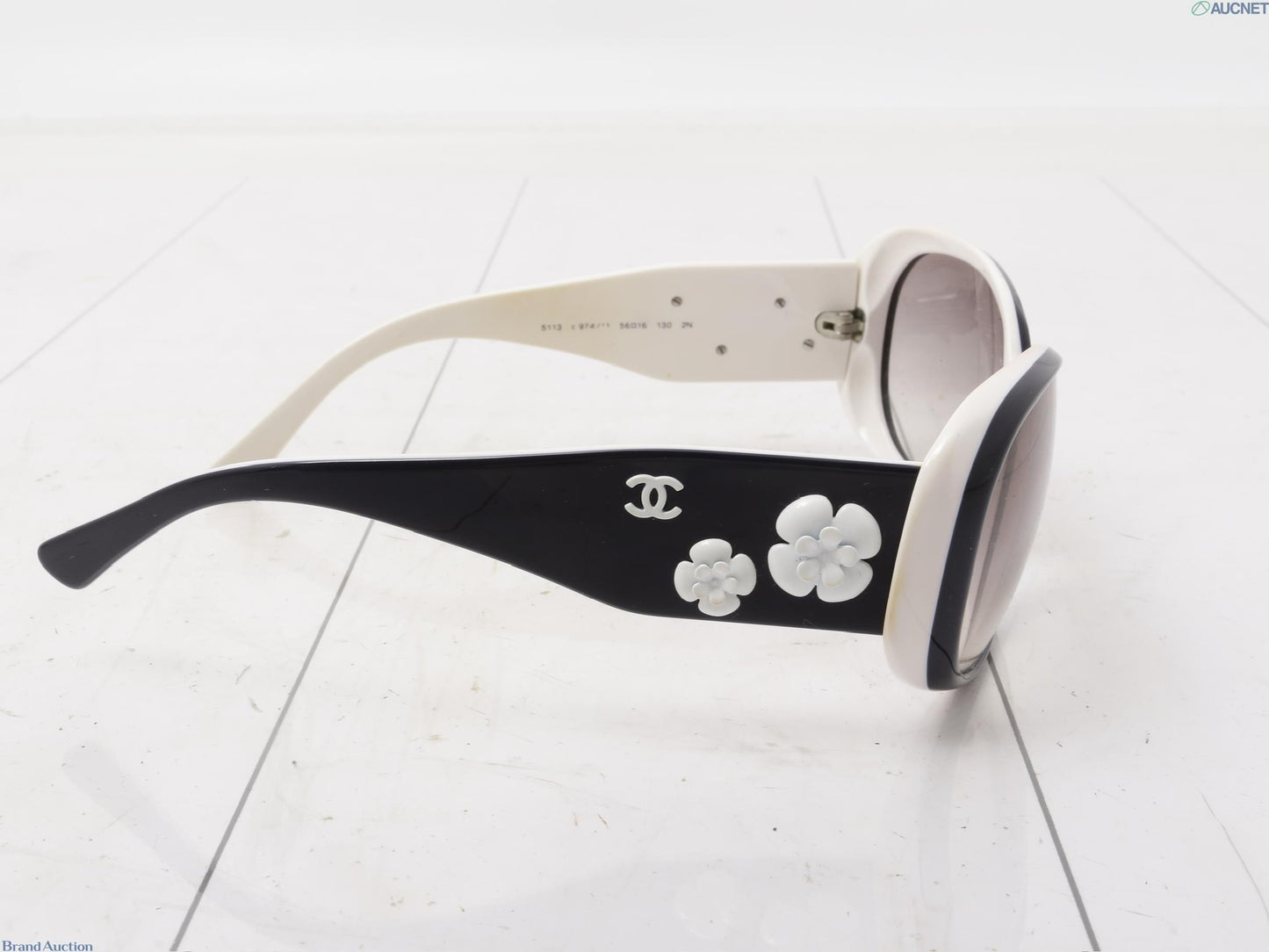 Vintage Chanel Camellia Black & White Frame Sunglasses