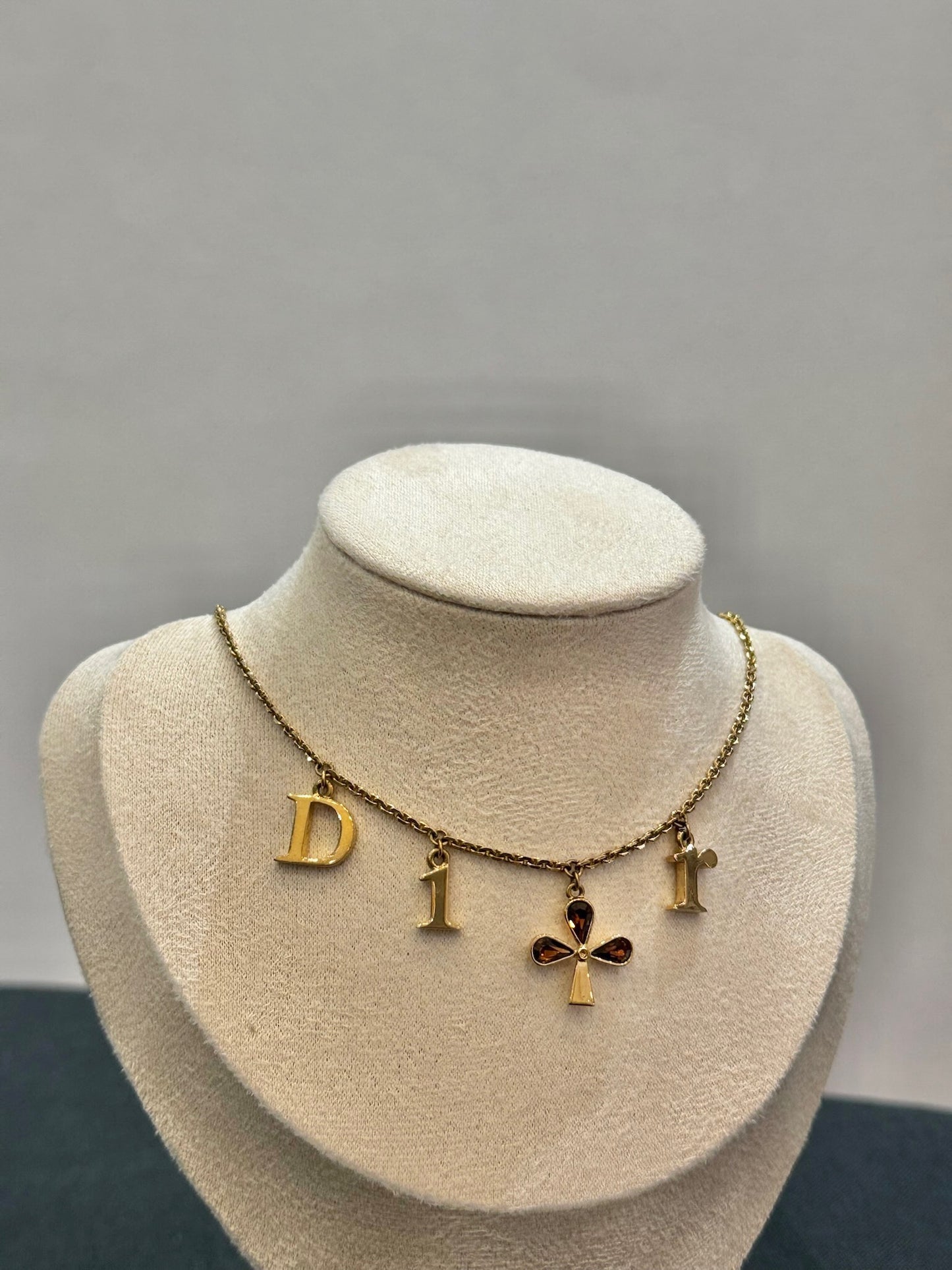 Vintage Dior Amber Logo Necklace