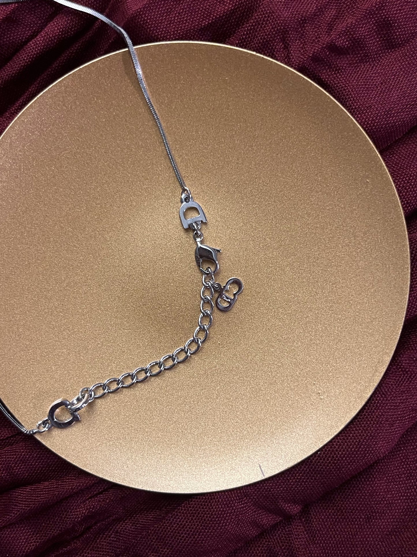 Dior Vintage Silver Angel Wing Logo Necklace