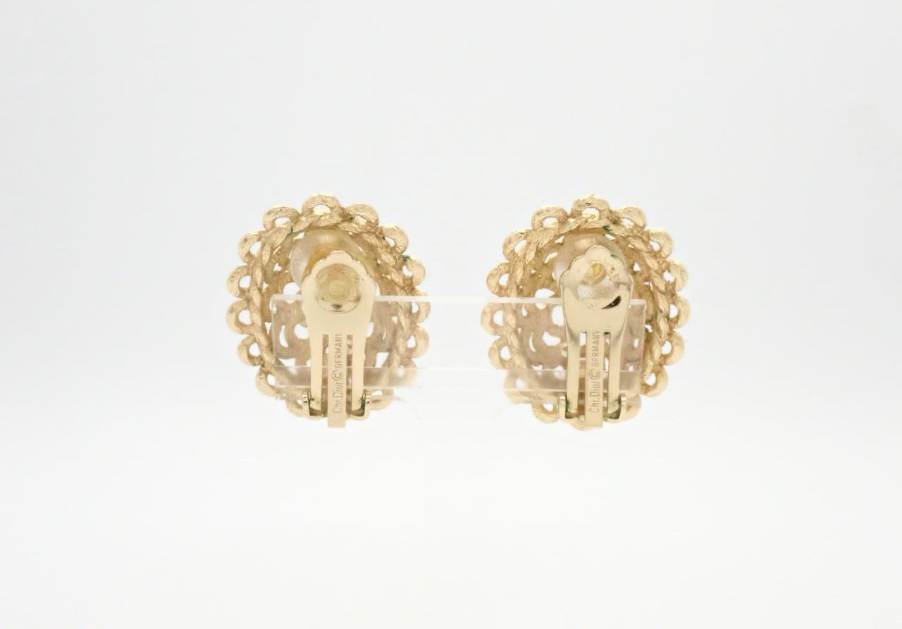Vintage Dior 1970-1980s Filigree Oval Clip-On Earrings (Rare Piece)