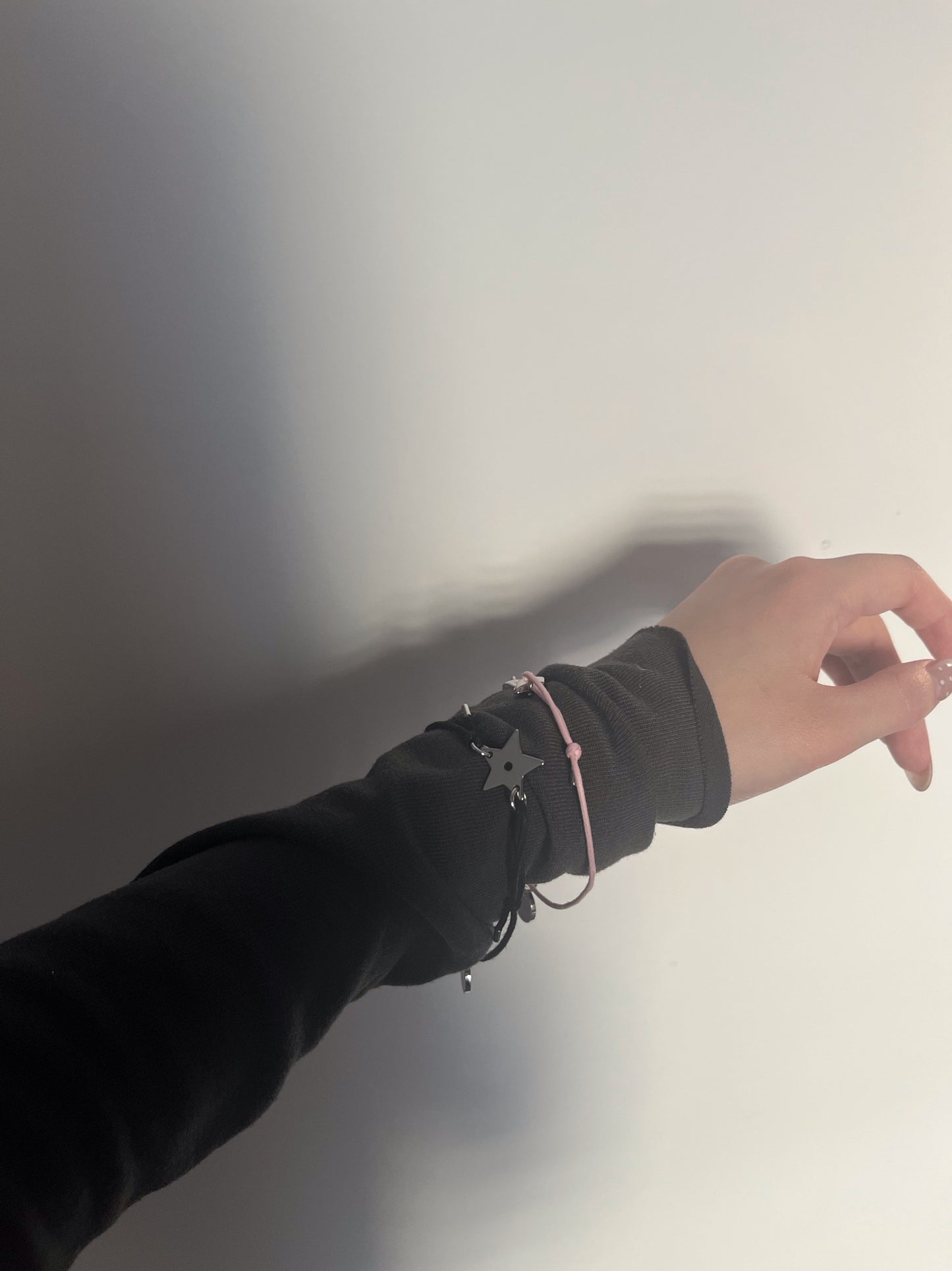 Dior Adjustable Cord Bracelet Set – Black Star & Pink Hand Charm