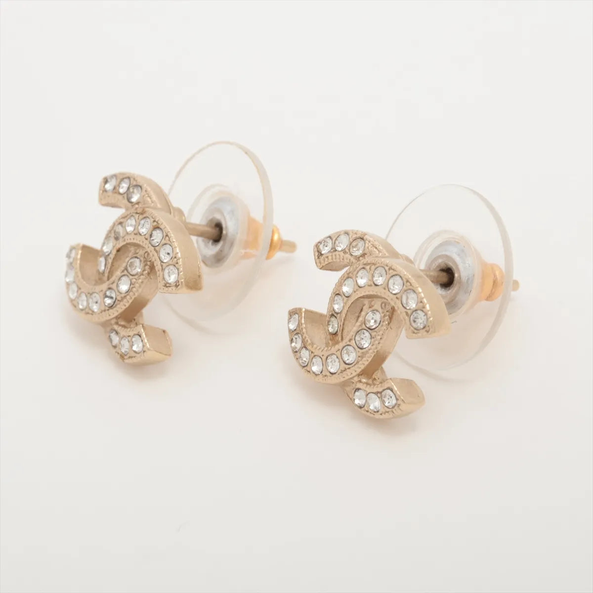 Chanel 2010s Gold Mini Crystal CC Earrings