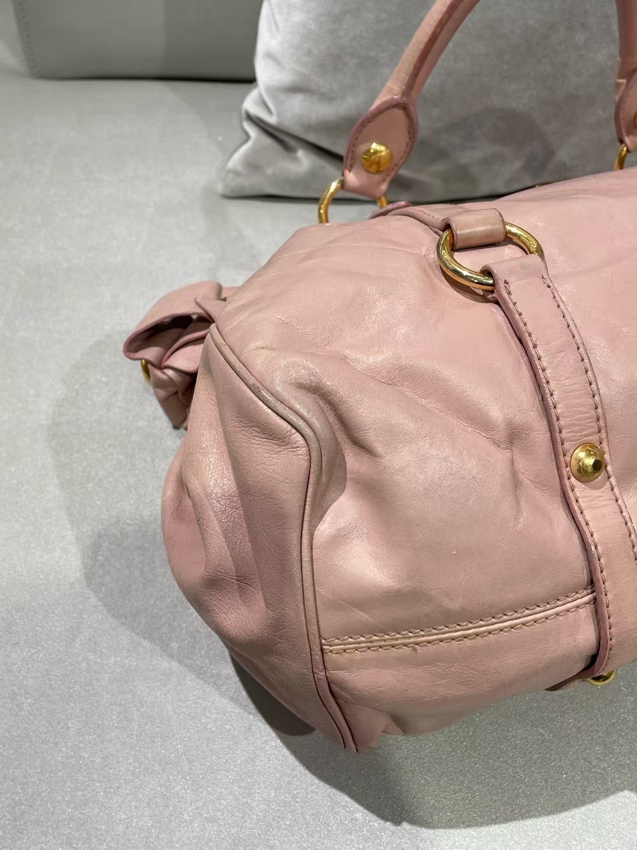 Miu Miu Vitello Lux Bow Satchel – Pink
