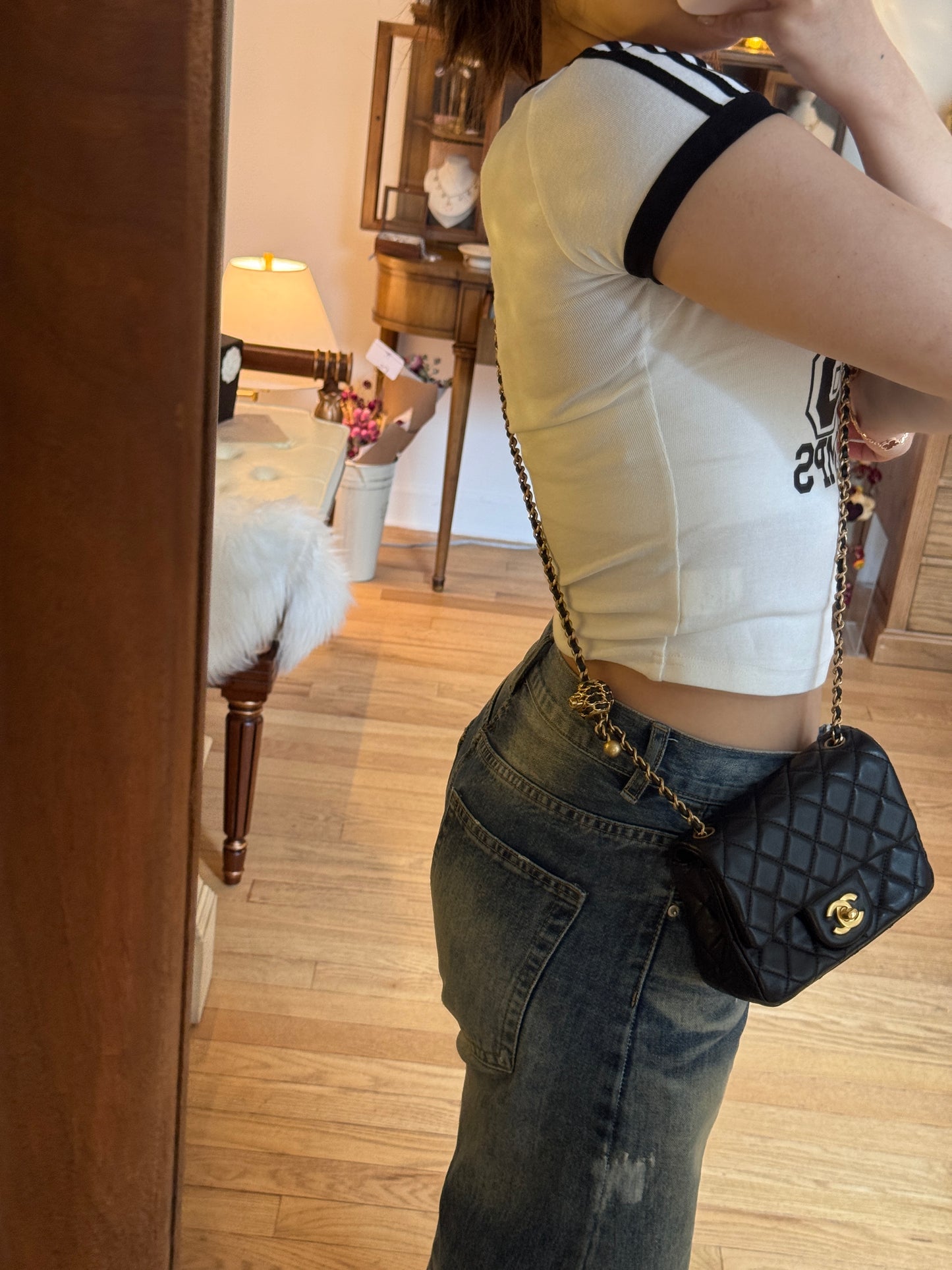 Chanel Black Lambskin Gold Chain Mini Flap