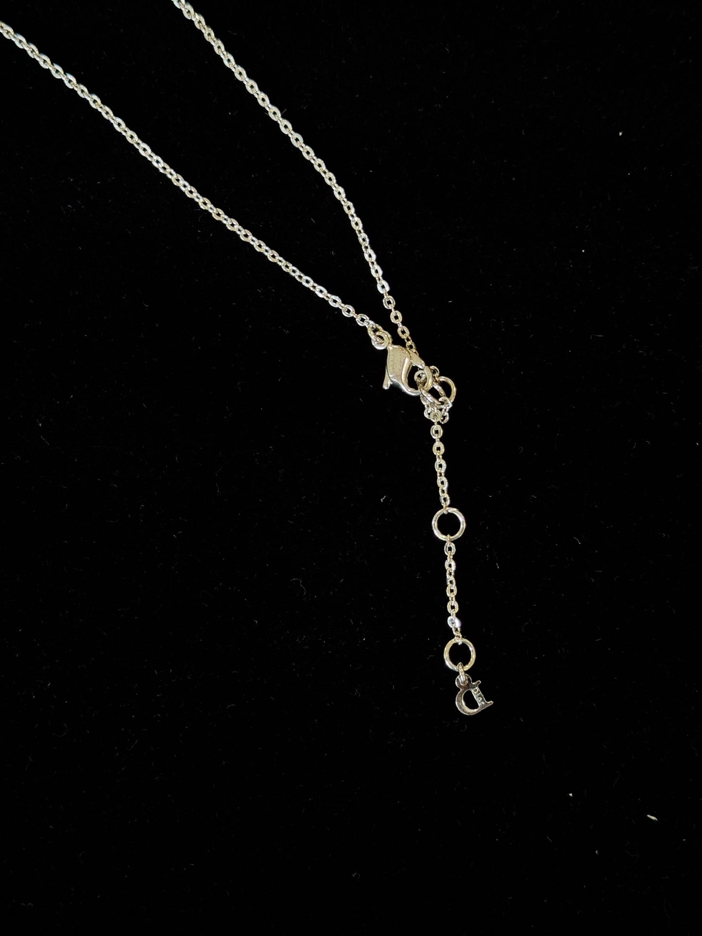 Vintage Dior Feather Charm Necklace – Silver Tone