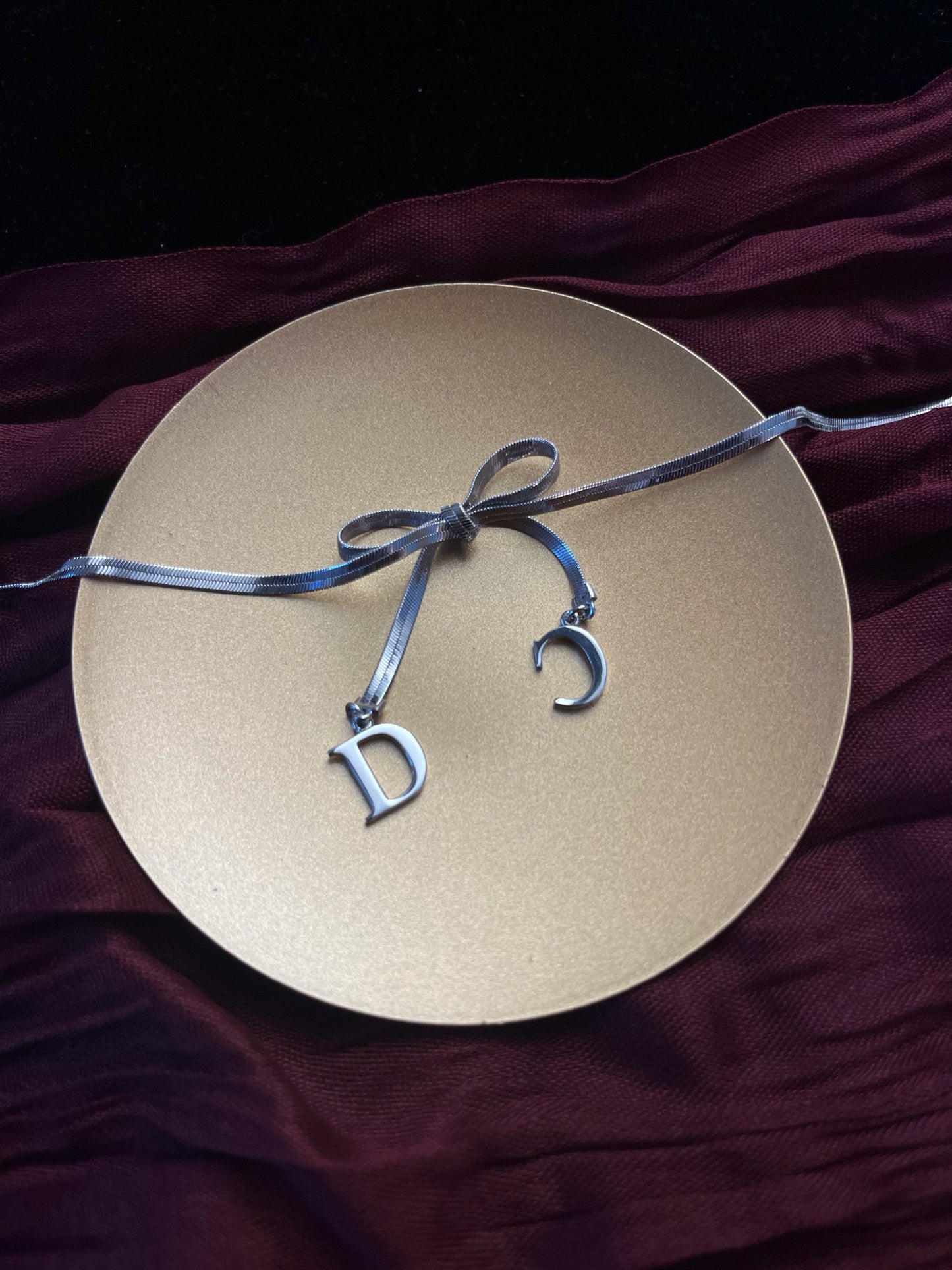 Dior Vintage Y2K Titanium-Silver Bow Snake Chain necklace