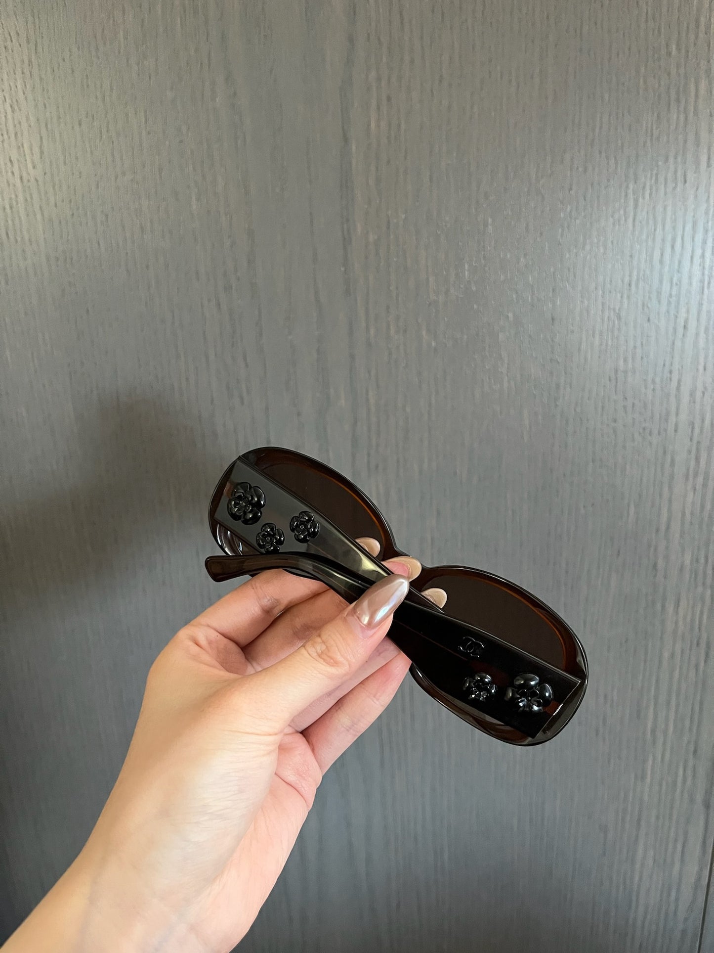 Chanel 1990s Brown Camellia Sunglasses