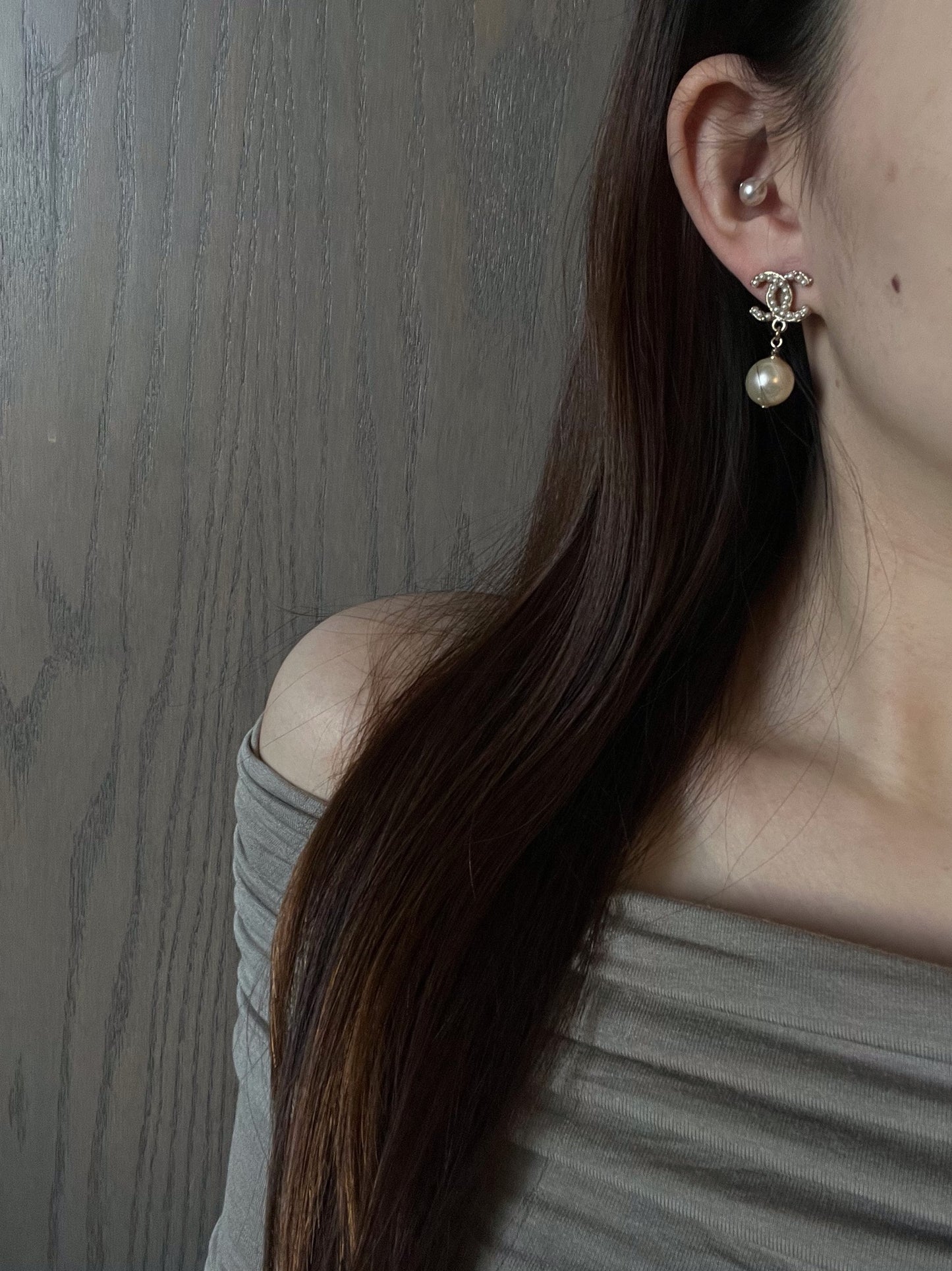 Vintage Chanel 2011 Irregular Double C Pearl Earrings