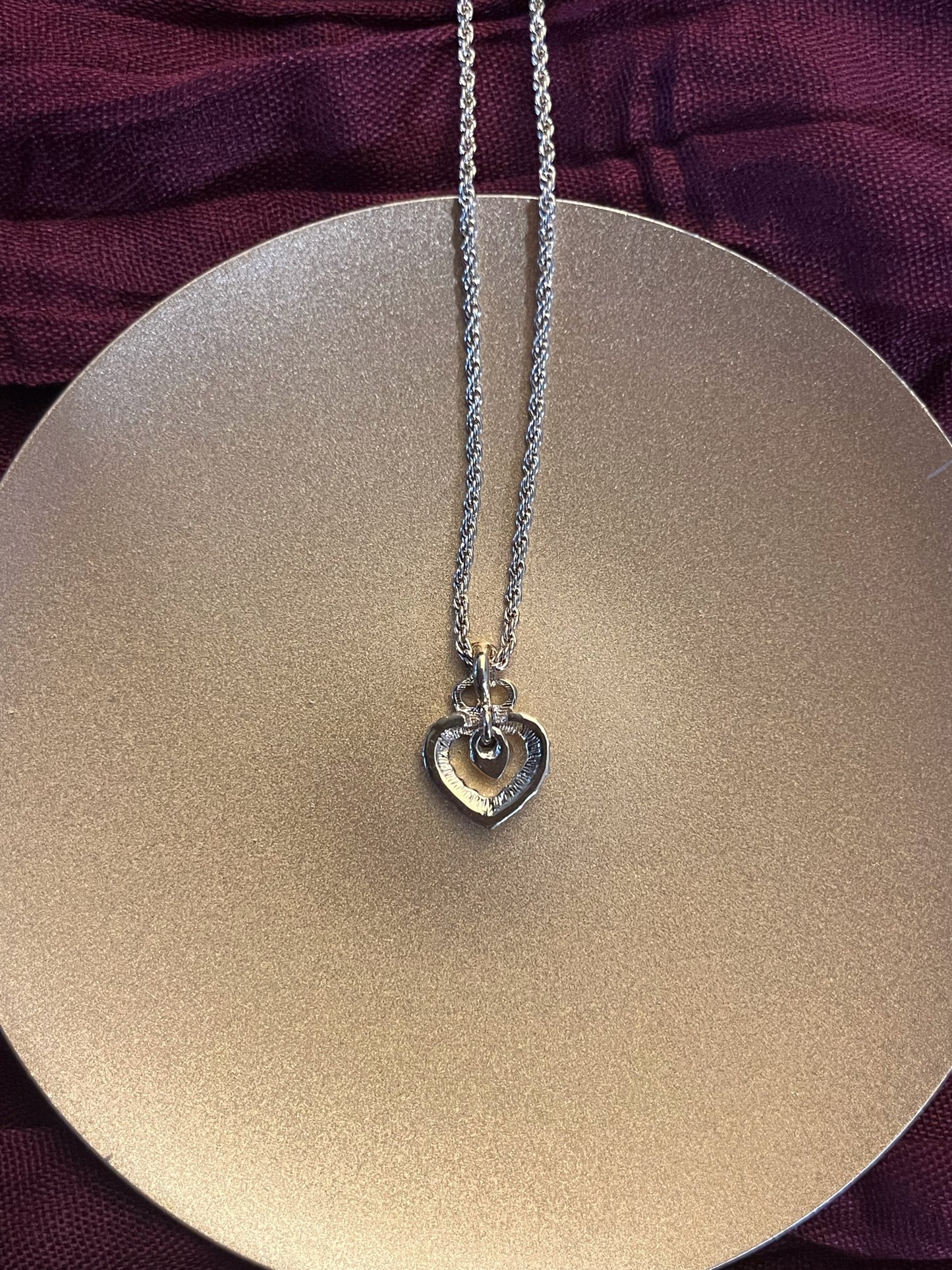 Vintage Dior Gold-Tone Openwork CD Heart Rhinestone Necklace
