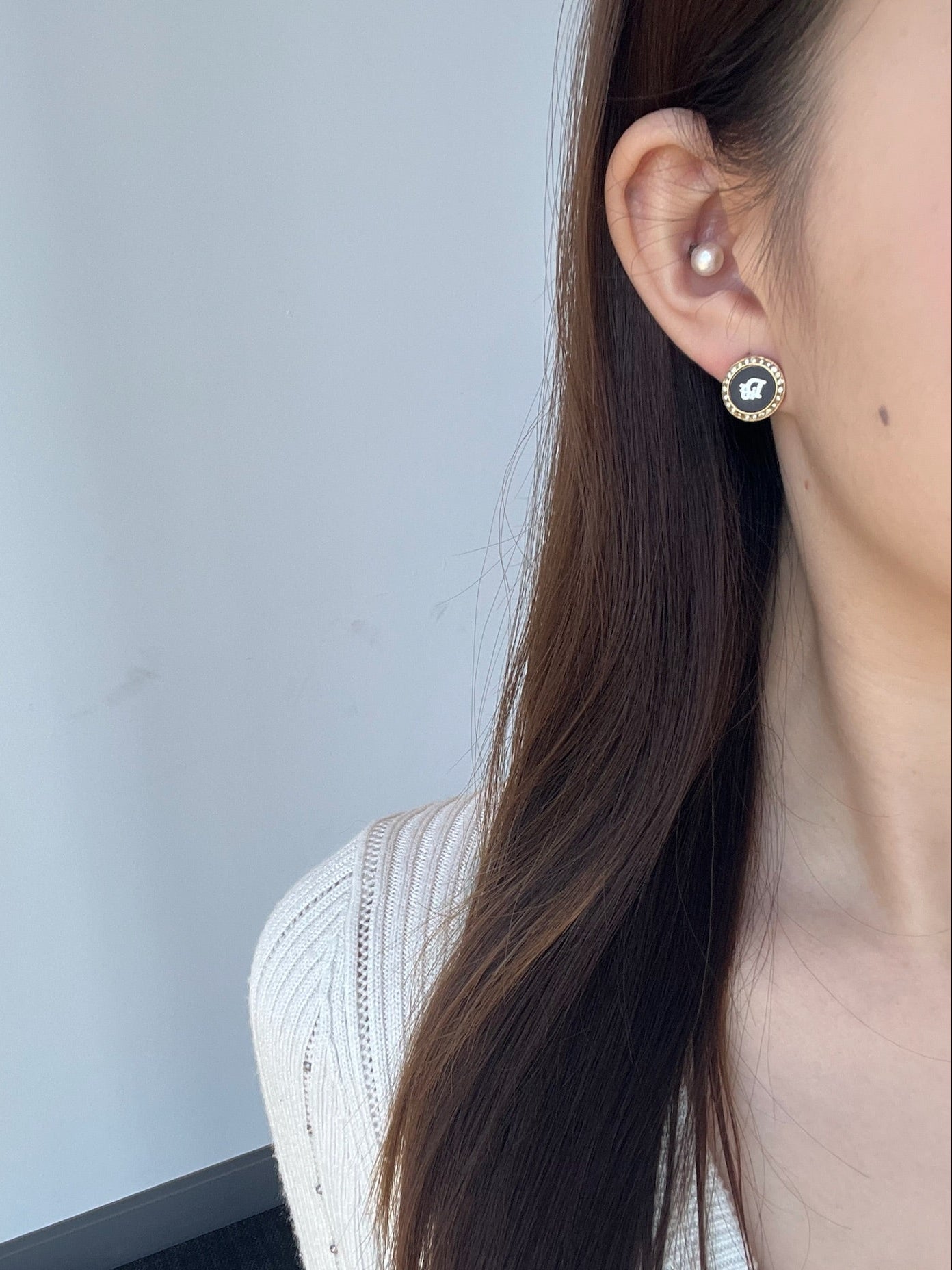 Vintage Dior Black & Gold Circular Crystal Ear Clips