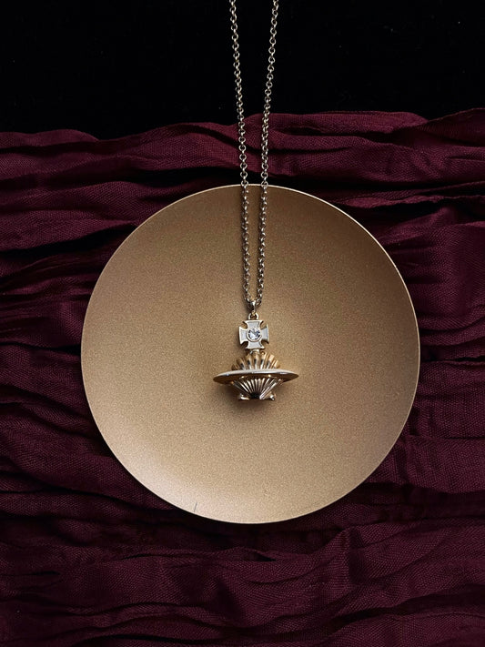 Vivienne Westwood Vintage Platinum-Tone Shell Orb Sweater Necklace